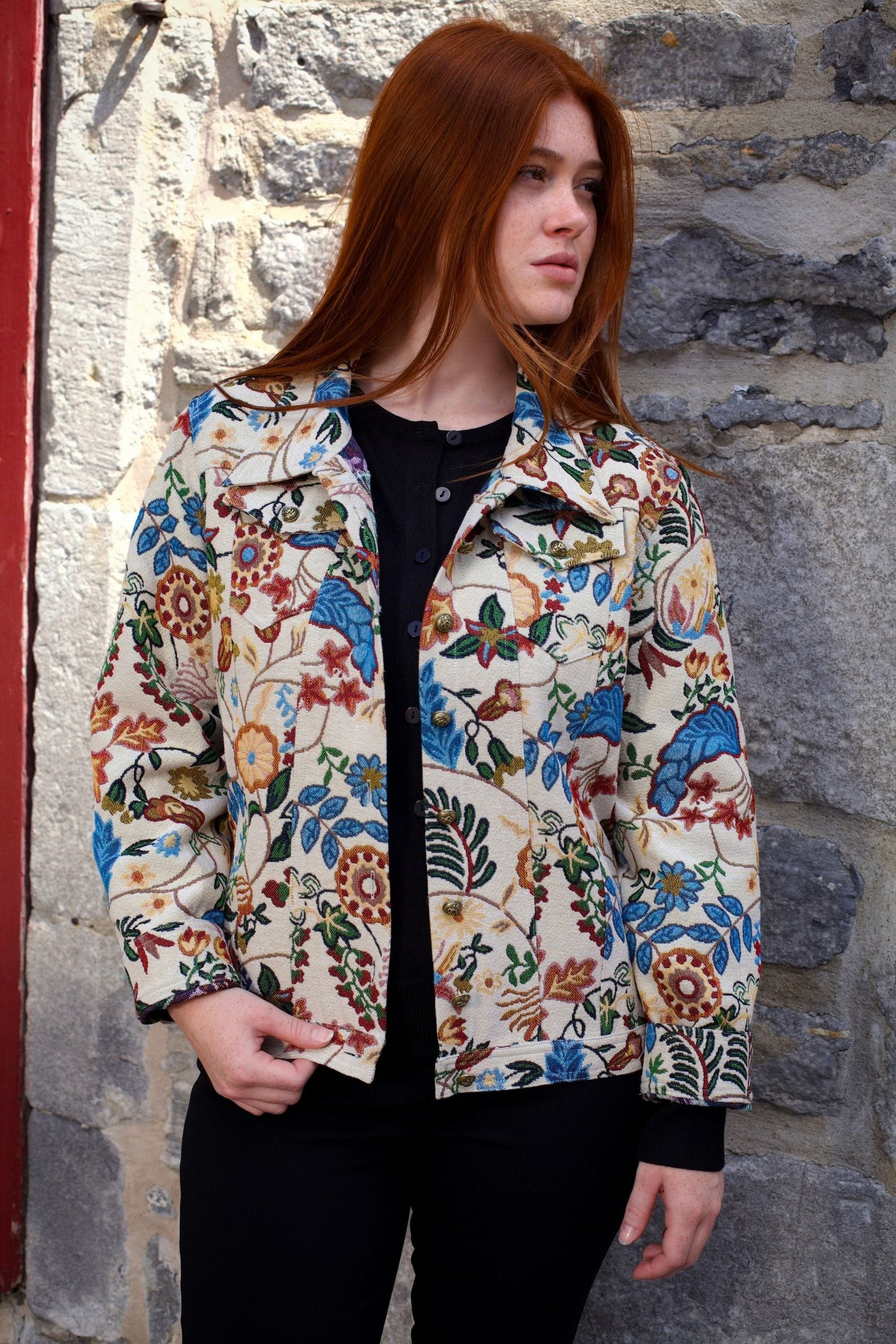 Elodie Veste Motif Fleuri Texturé Broderie D'Inspiration Vintage Femme