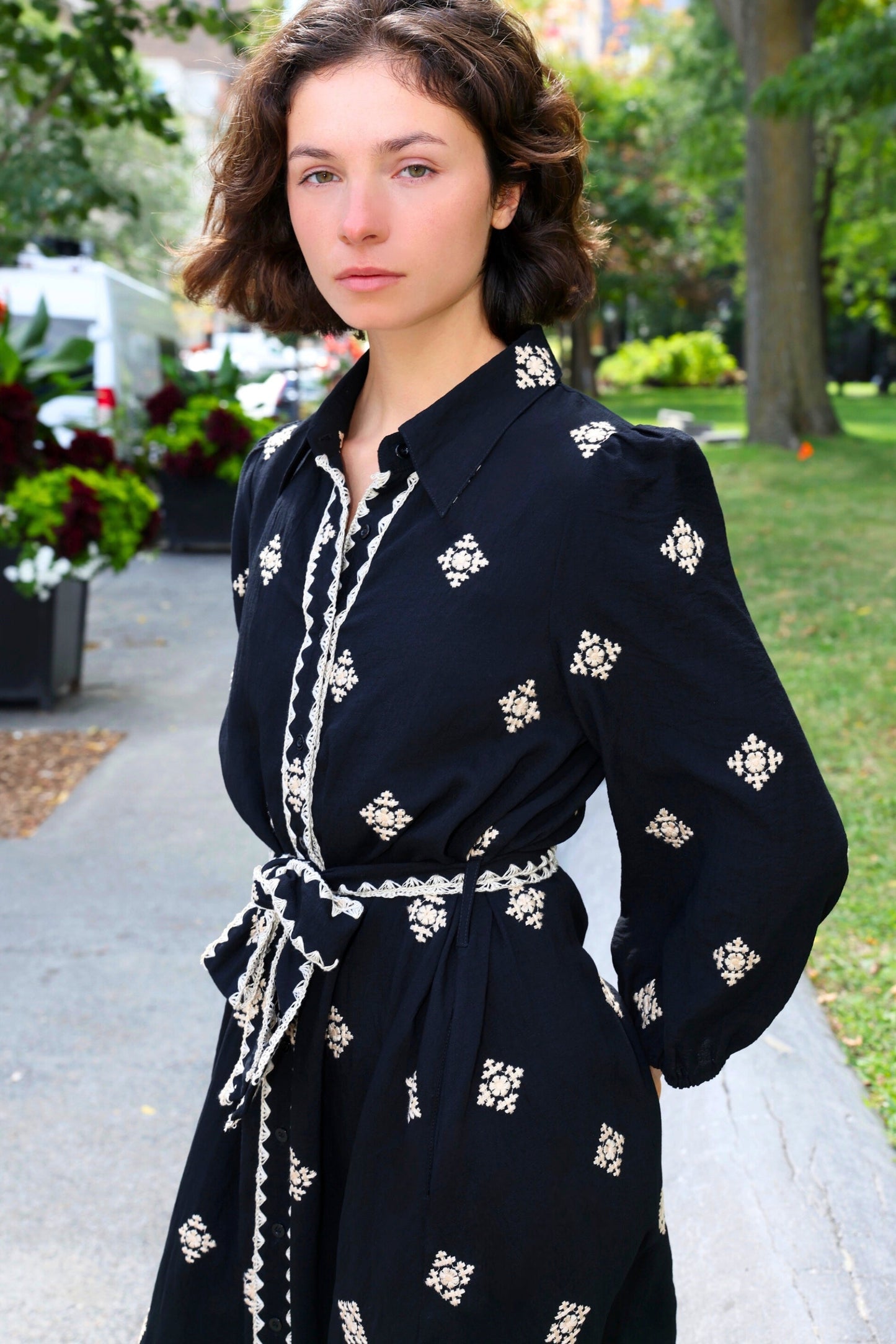 Yasmine Black Shirt Dress Midi