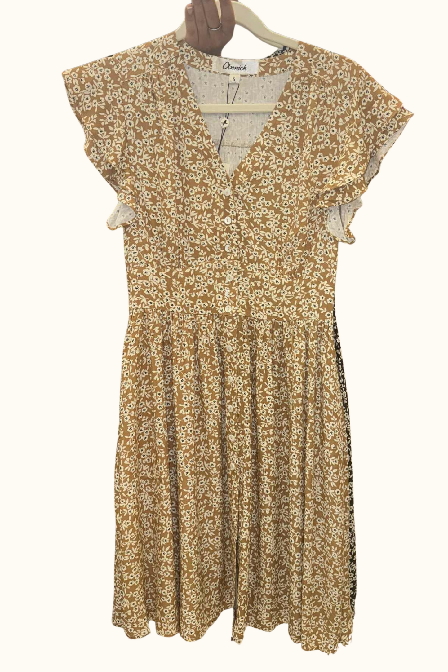 Alma Dress Short Ditsy Floral Flutter Sleeves Pockets