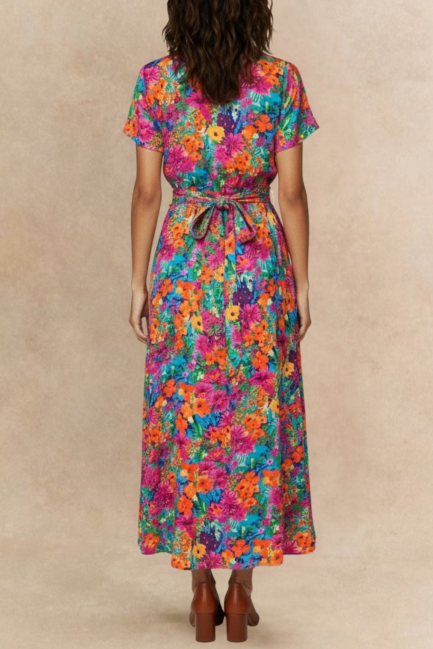 Arianna Floral Maxi Dress with Flutter Sleeves