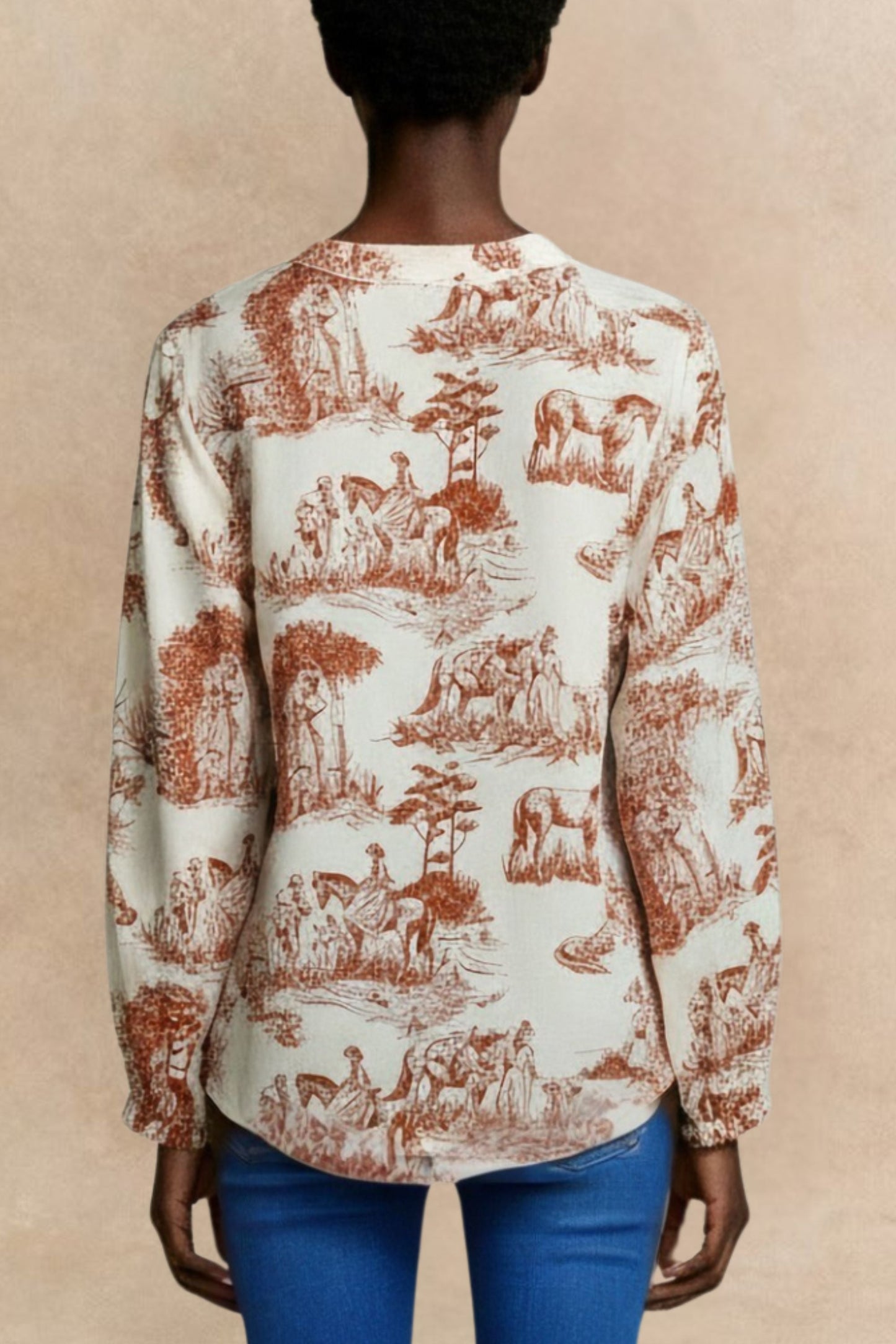 Ella Shirt Button Front Toile de Jouy