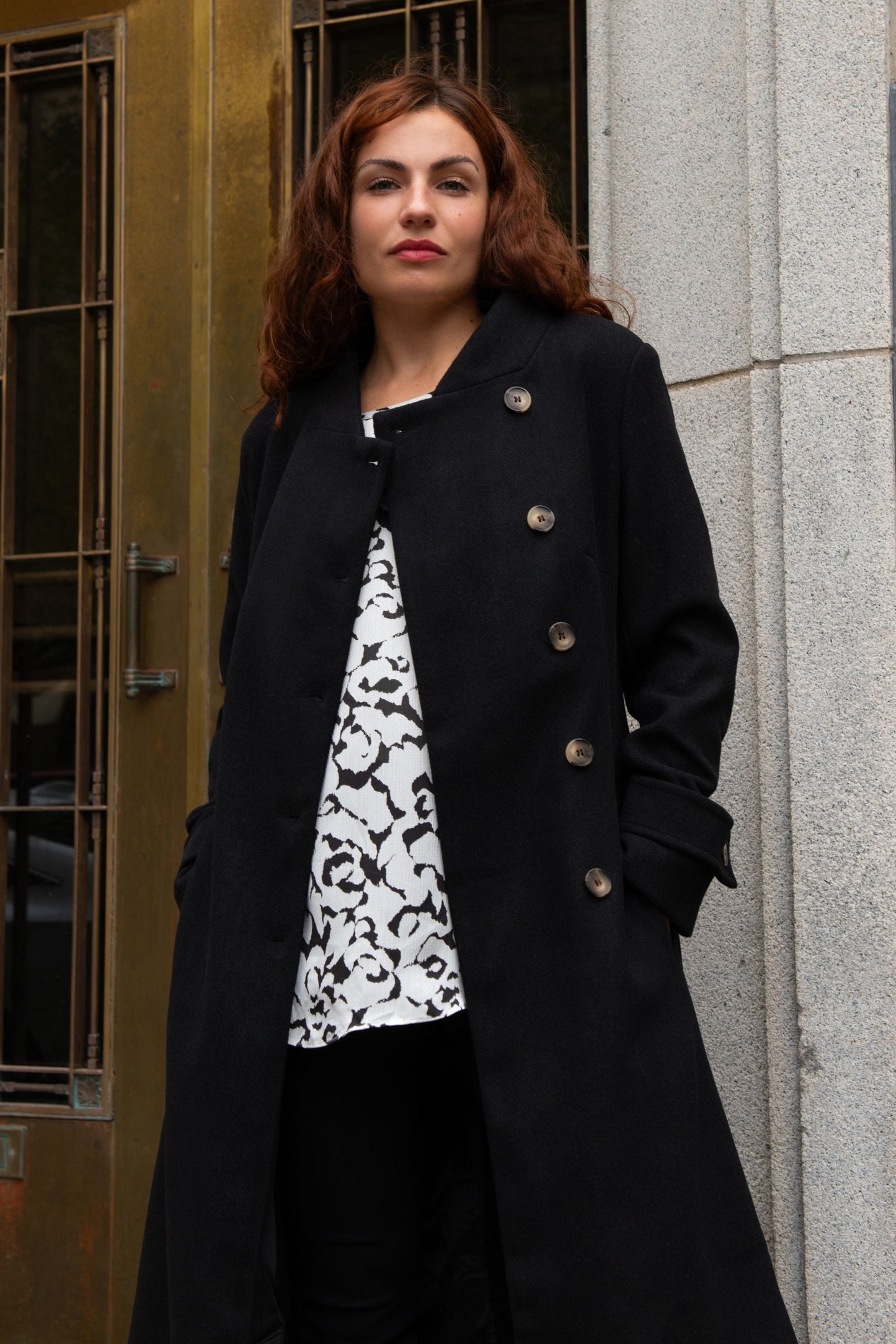 Harper Retro Flared Coat Side Buttons - Onze Montreal Beige / XS Annick