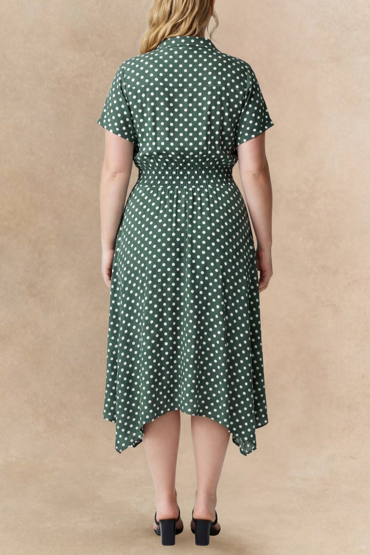 Jacqueline Polka Dot Midi Shirt Dress