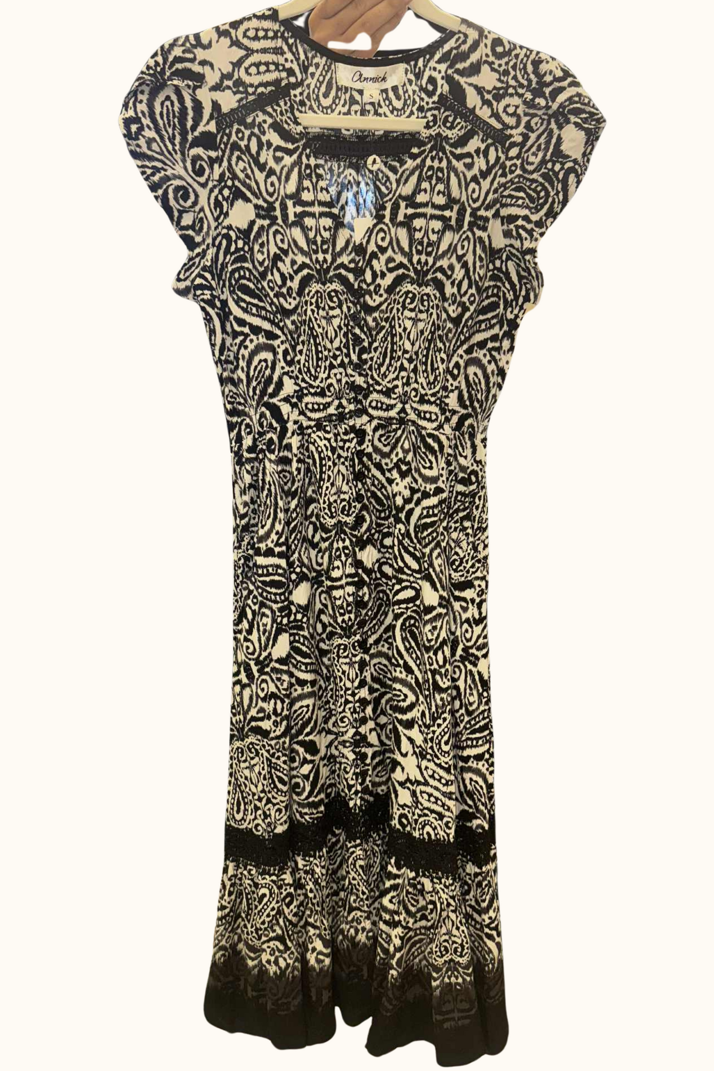 Kayla Boho V-Neck Midi Dress Button Front Short Sleeve Pockets