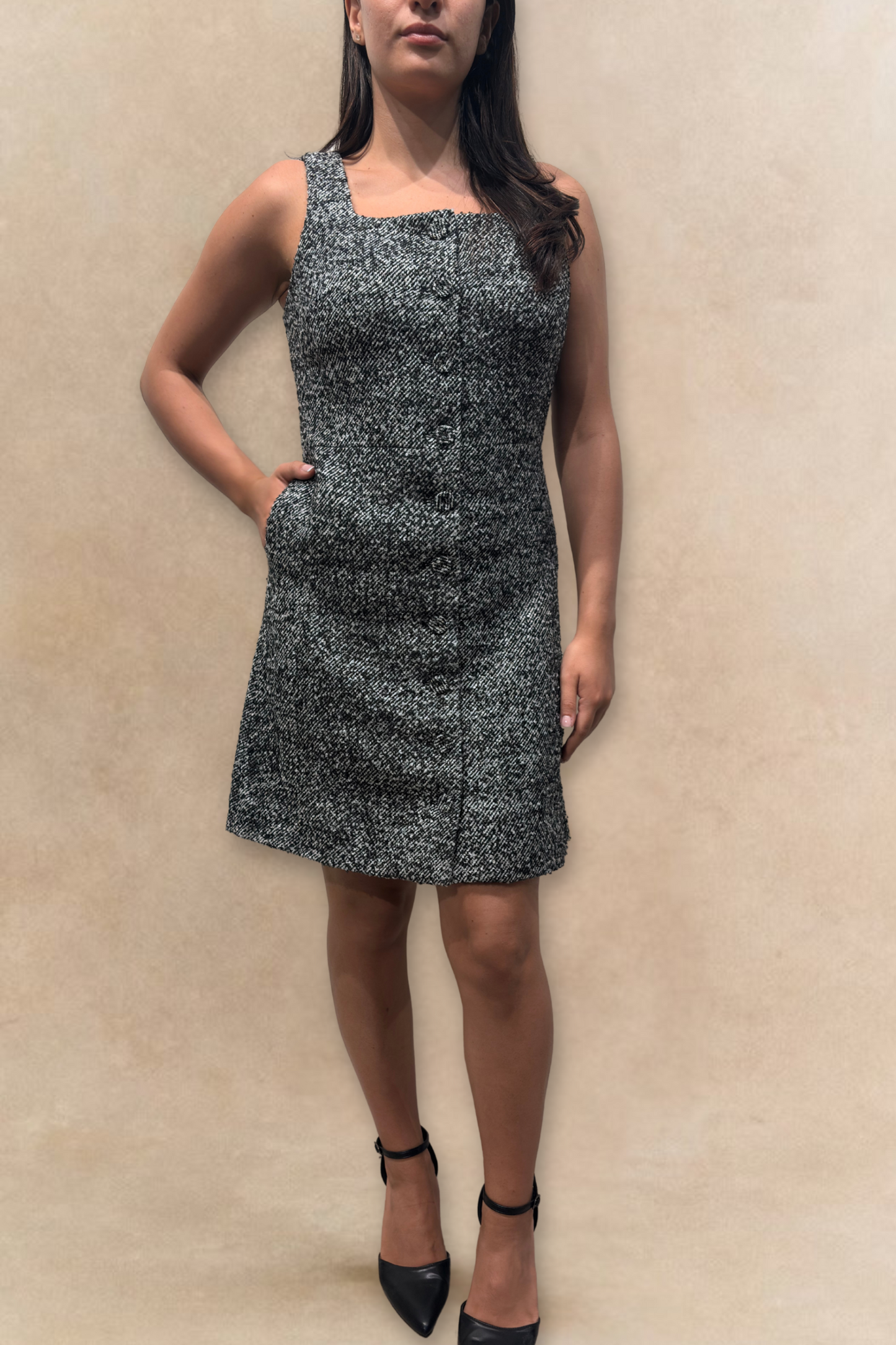 Madelaine Grey Tweed Apron Dress