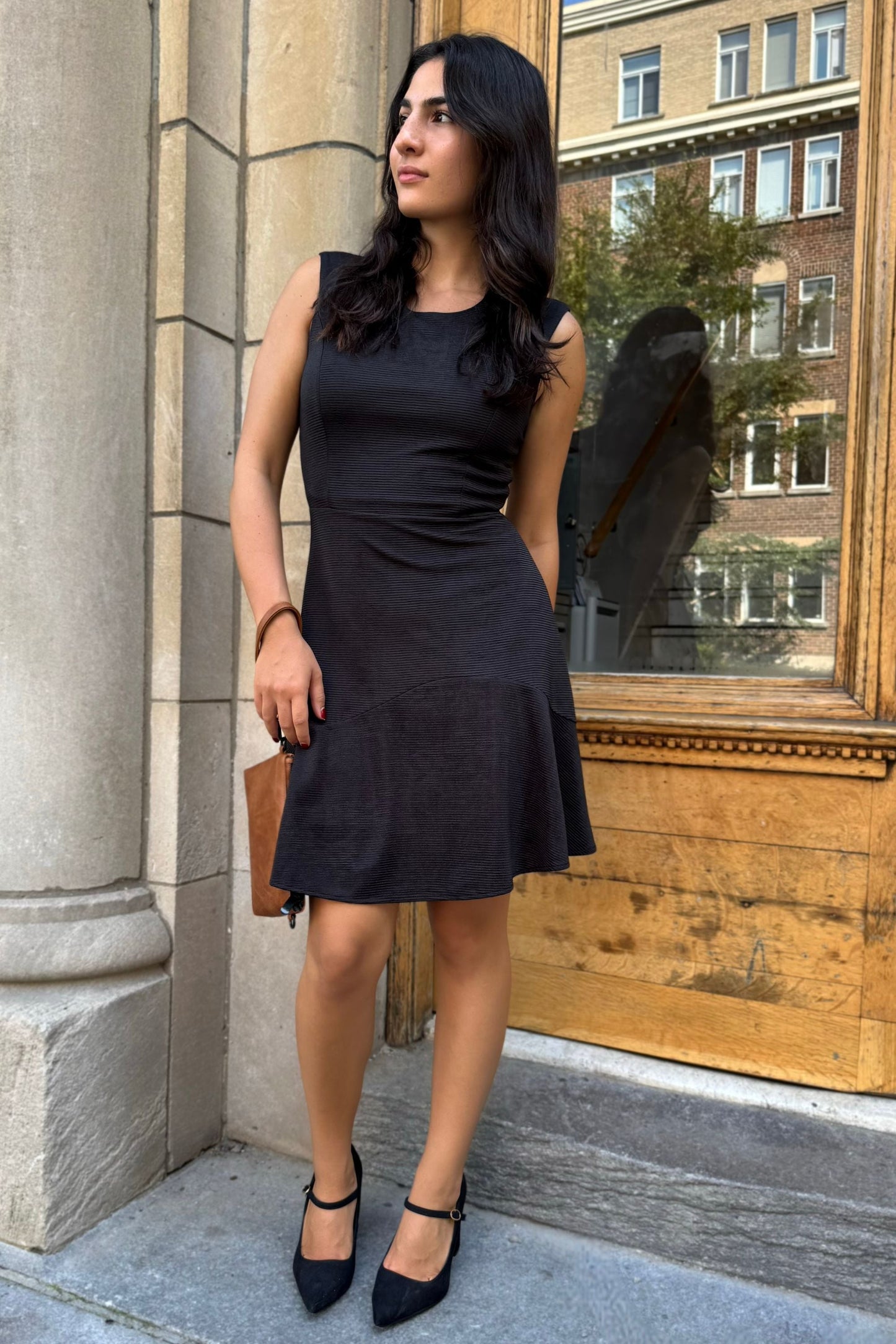 Marie Black Sleeveless Knit A-Line Dress Lightweight Comfortable