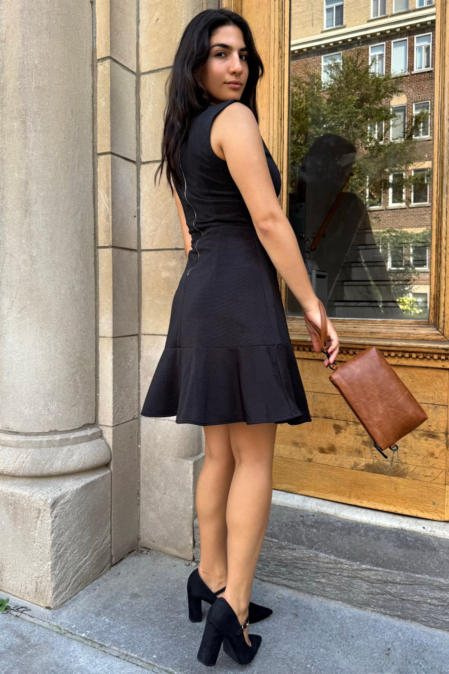 Marie Black Sleeveless Knit A-Line Dress Lightweight Comfortable