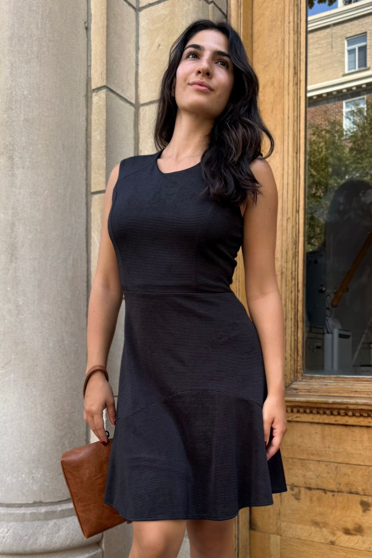 Marie Black Sleeveless Knit A-Line Dress Lightweight Comfortable