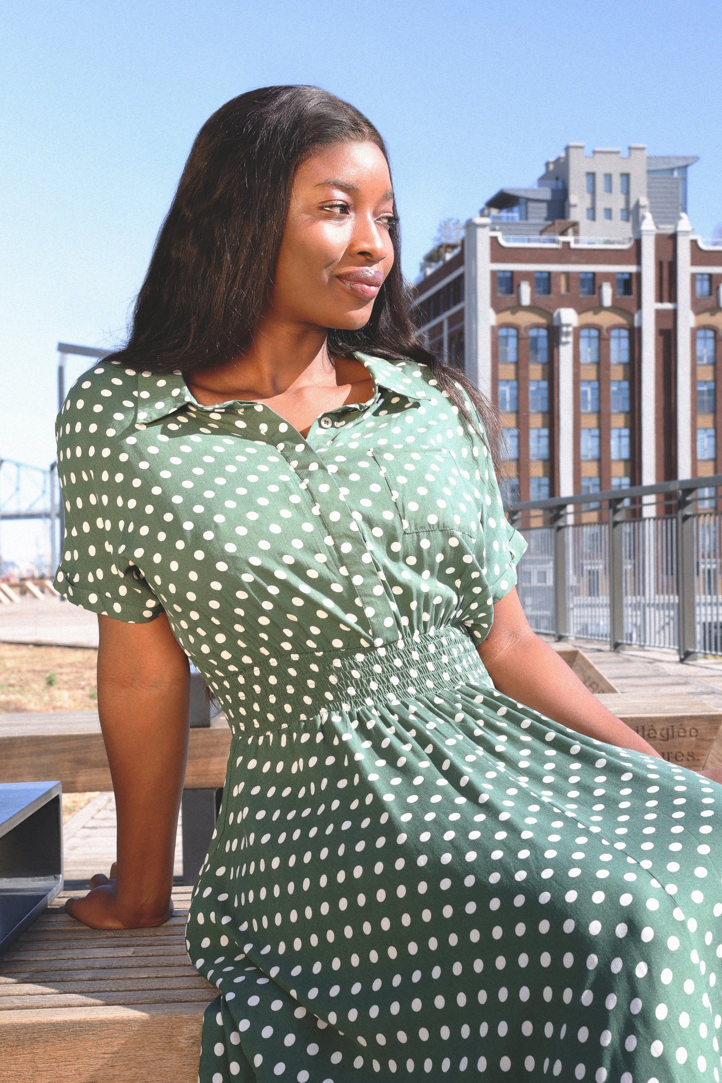 Jacqueline Polka Dot Shirt Dress Midi