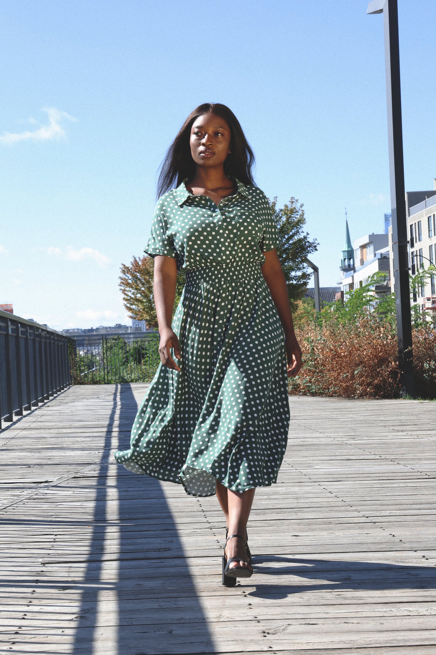 Jacqueline Polka Dot Shirt Dress Midi