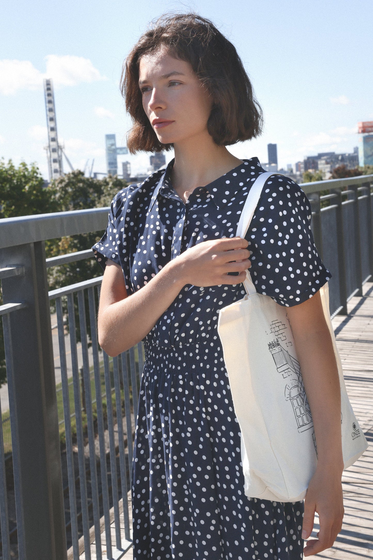 Jacqueline Polka Dot Shirt Dress Midi