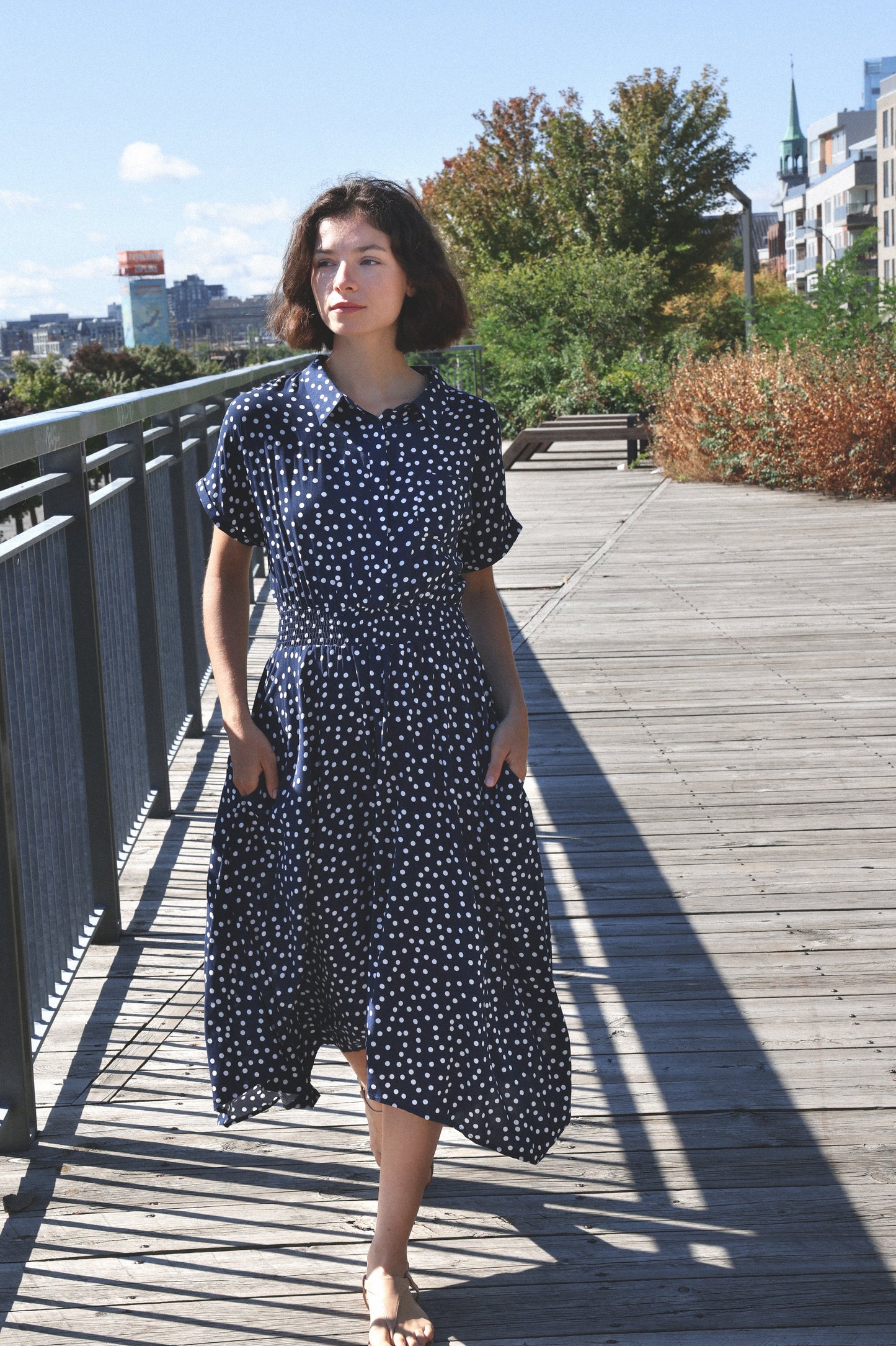 Jacqueline Polka Dot Shirt Dress Midi