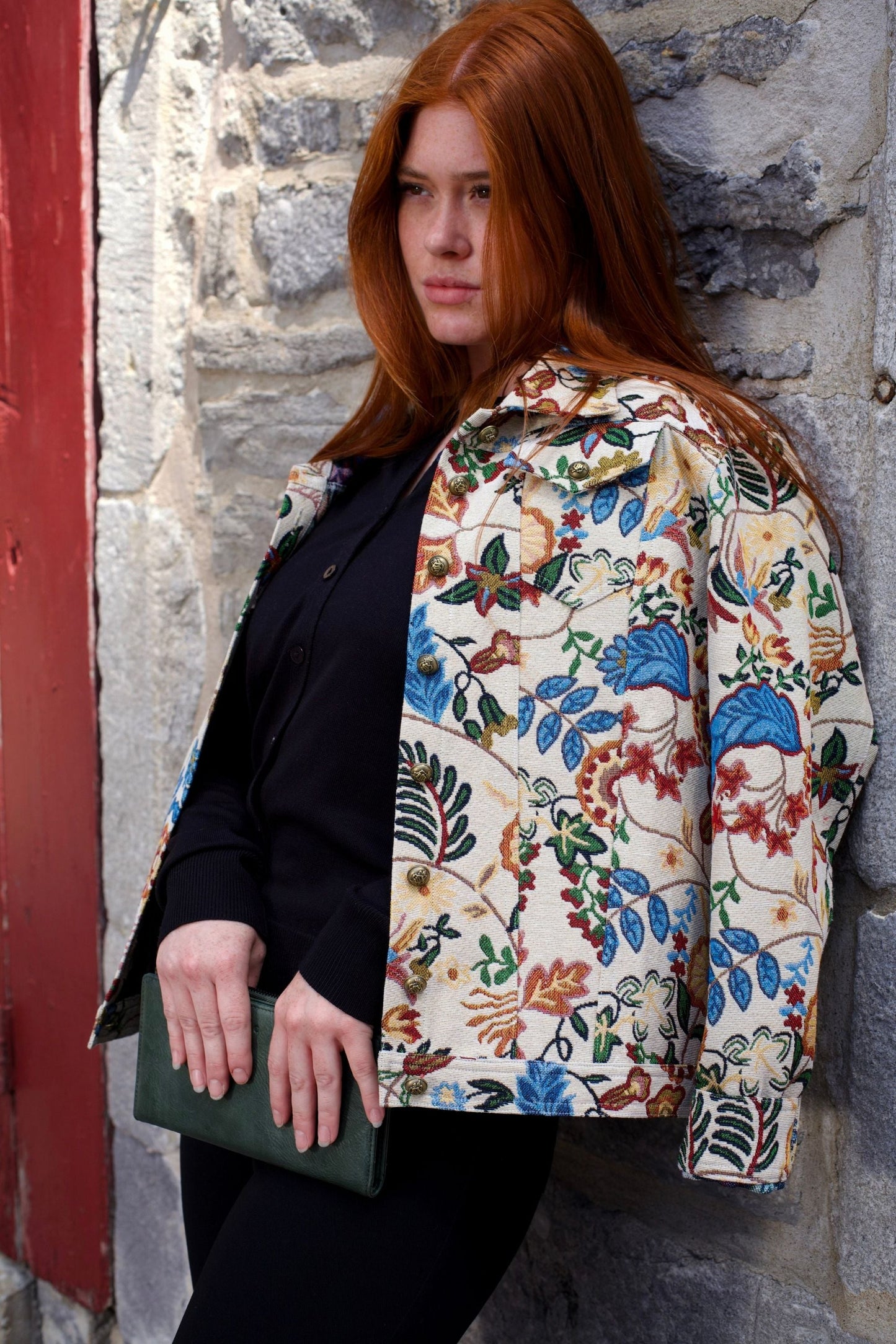 Elodie Women's Tapestry Floral Jacket Vintage-Inspired Embroidery