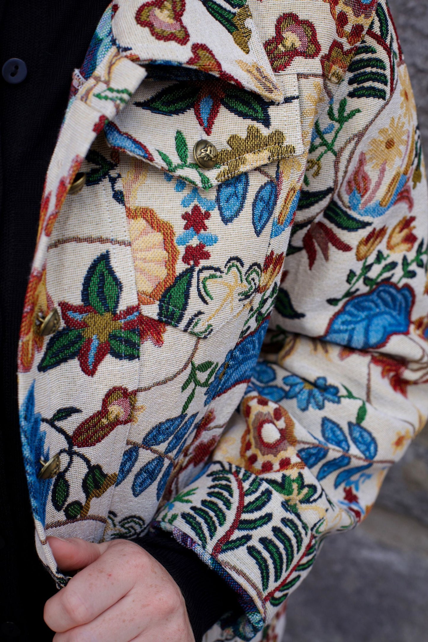 Elodie Women's Tapestry Floral Jacket Vintage-Inspired Embroidery