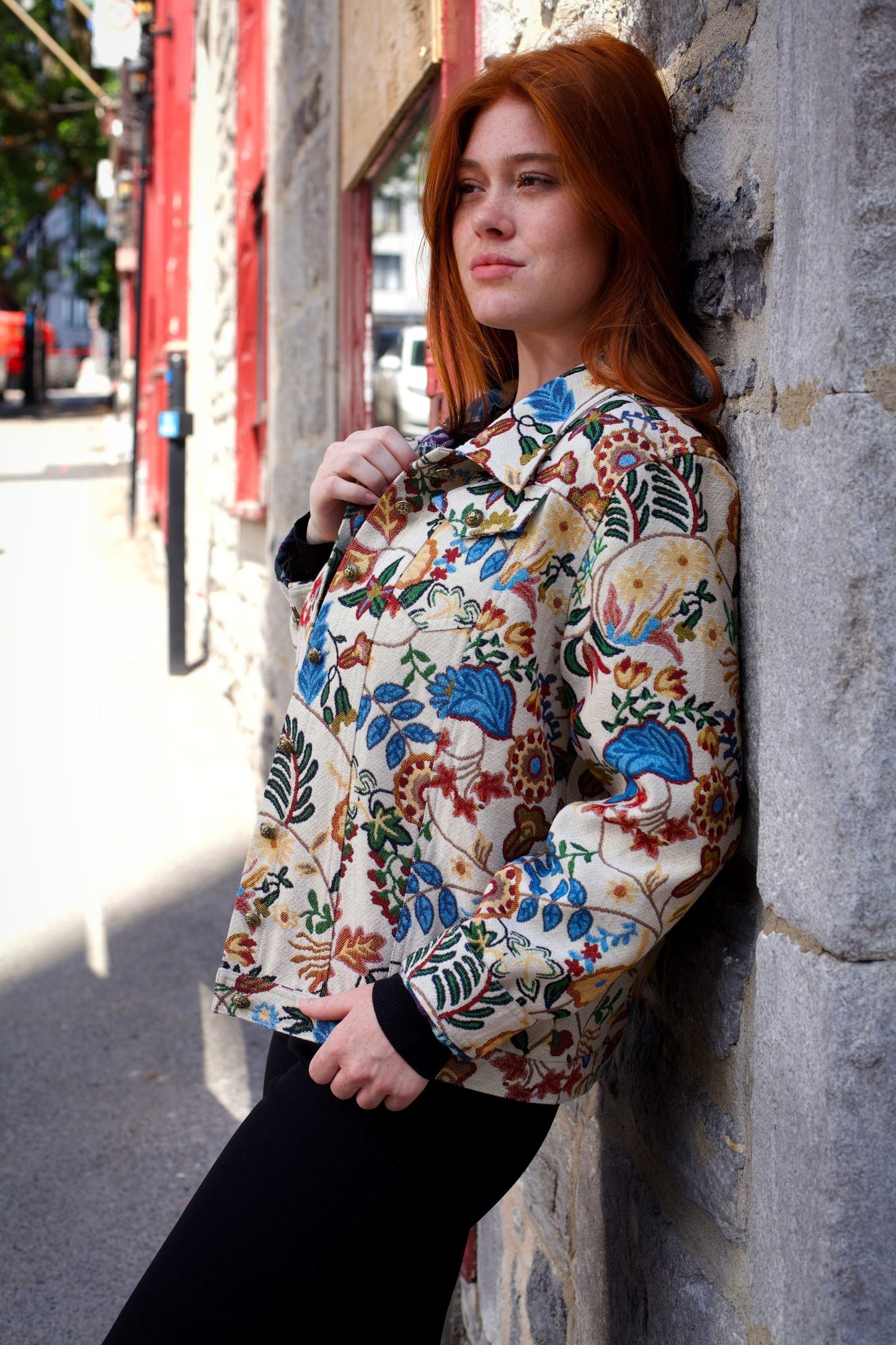 Elodie Women's Tapestry Floral Jacket Vintage-Inspired Embroidery