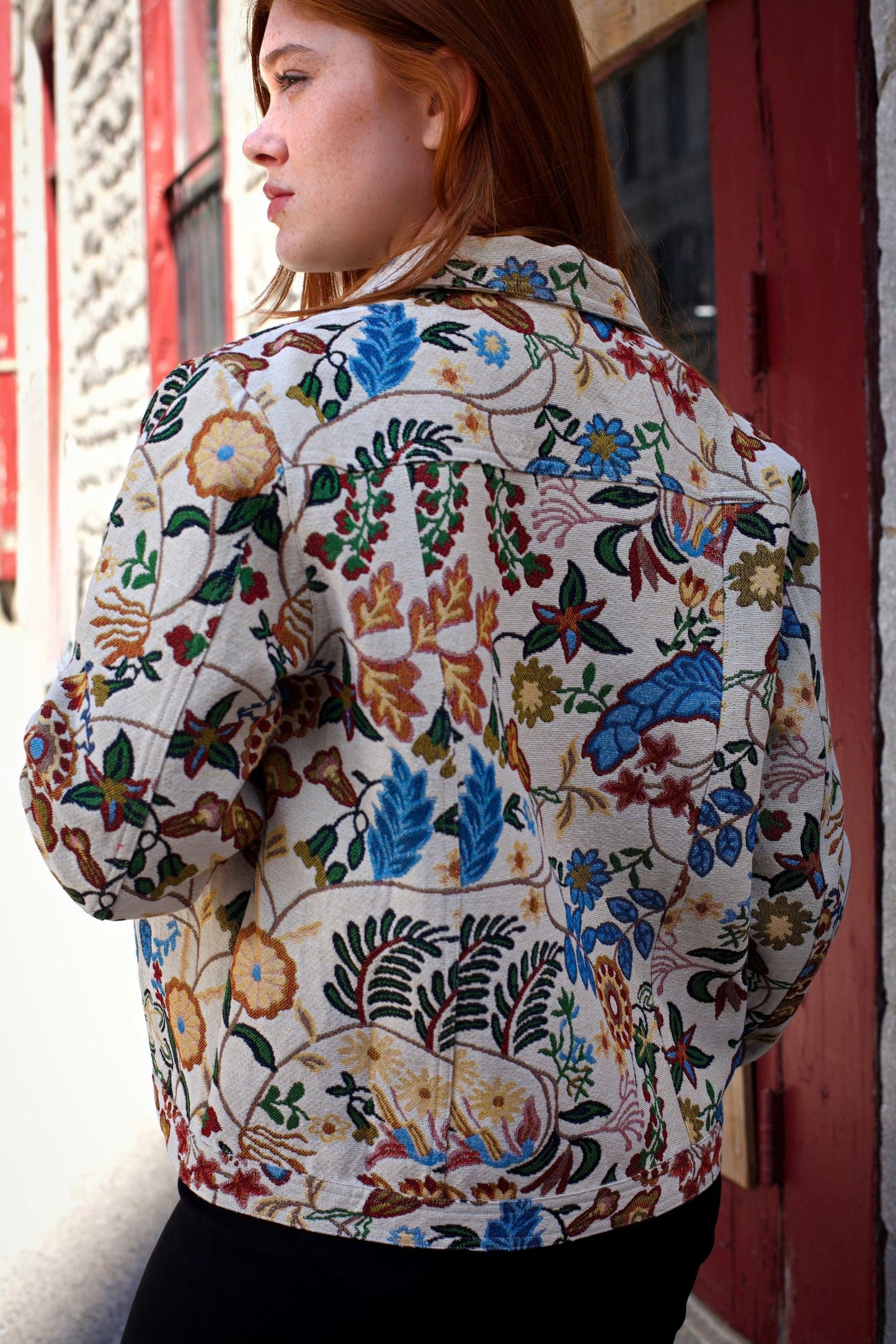 Elodie Veste Motif Fleuri Texturé Broderie D'Inspiration Vintage Femme