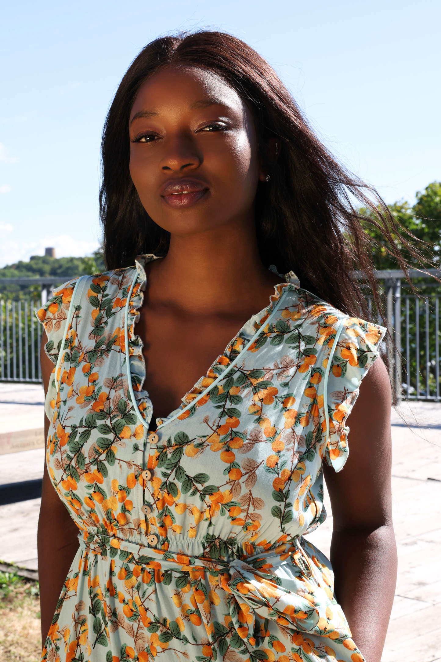 Natasha Citrus Print Short Dress