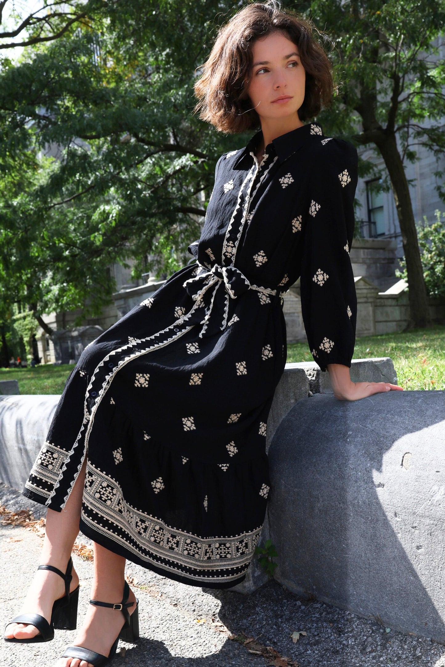 PRE-SALE | Yasmine Black Shirt Dress Midi