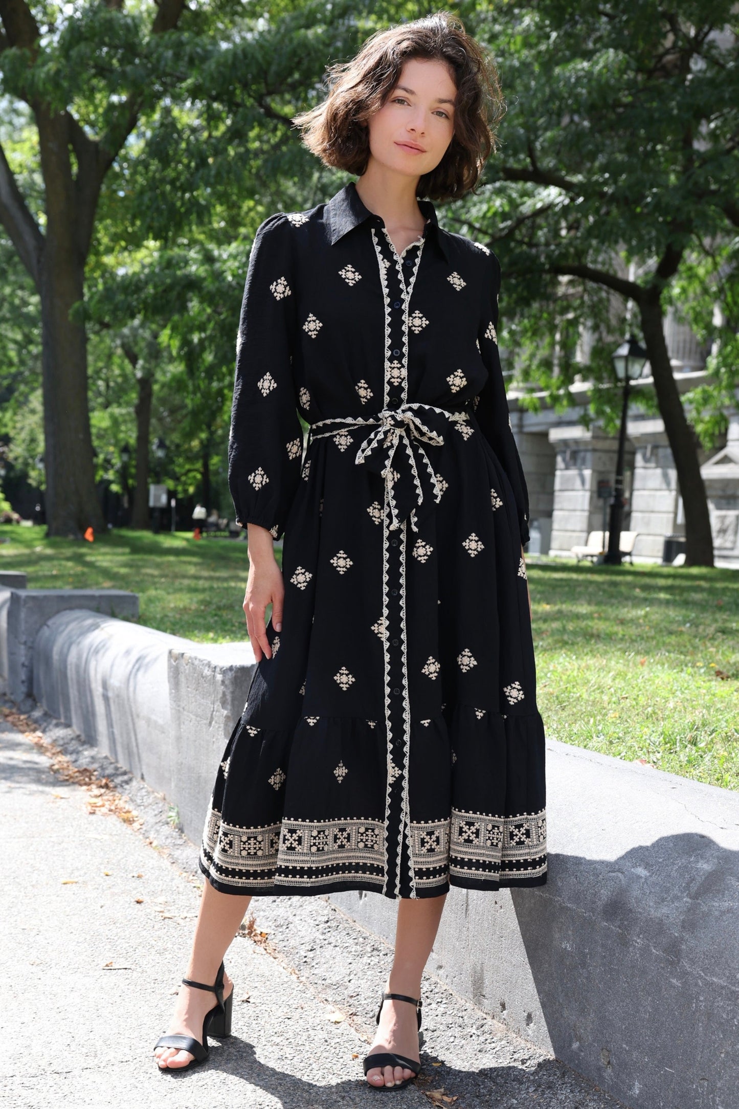 PRE-SALE | Yasmine Black Shirt Dress Midi