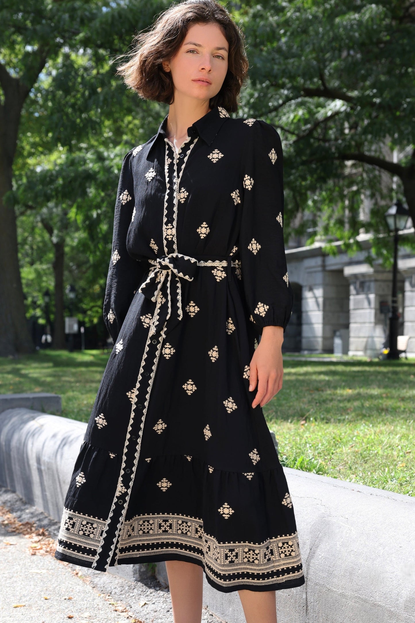 PRE-SALE | Yasmine Black Shirt Dress Midi