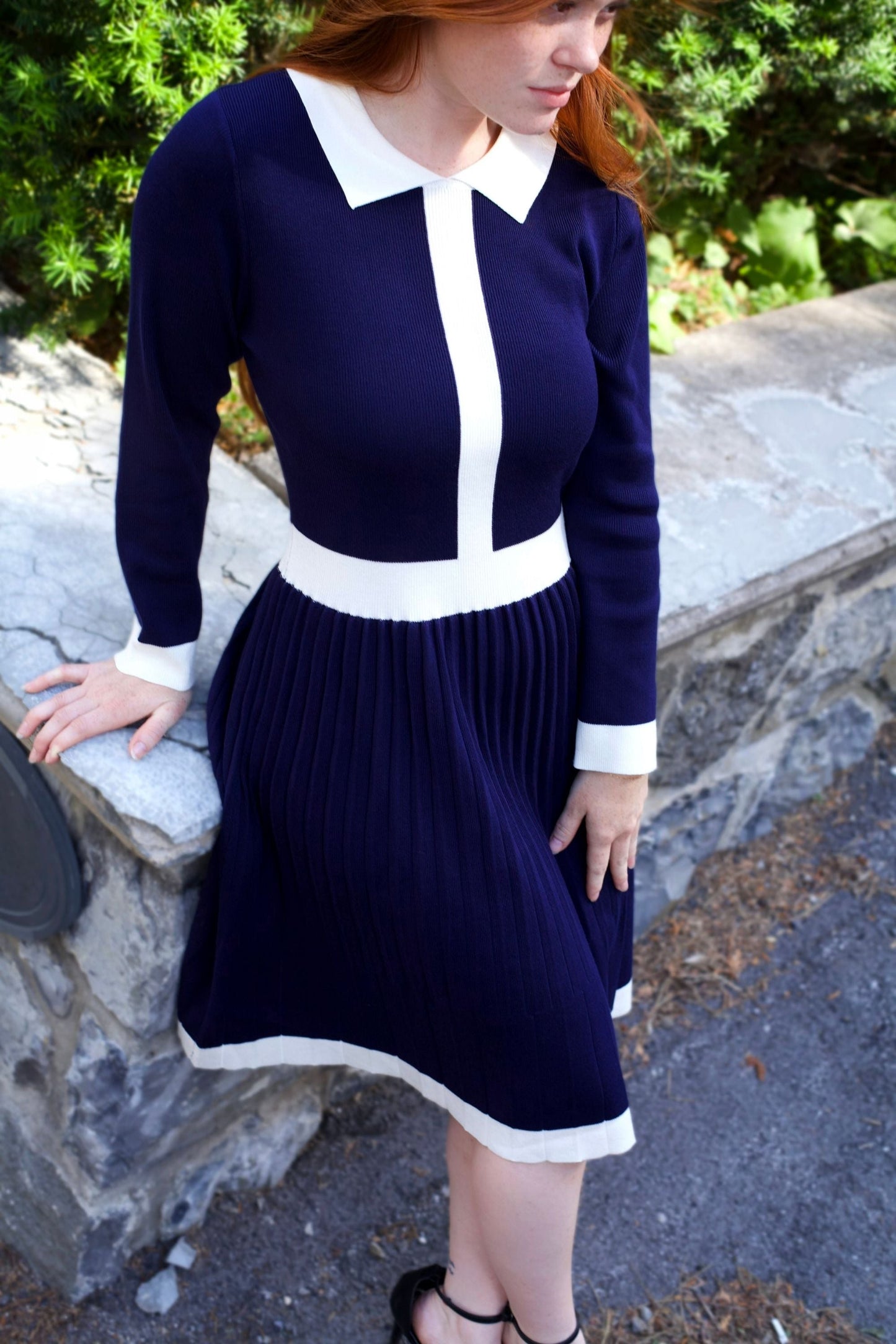 Clarissa Knit Dress with Contrast Trim