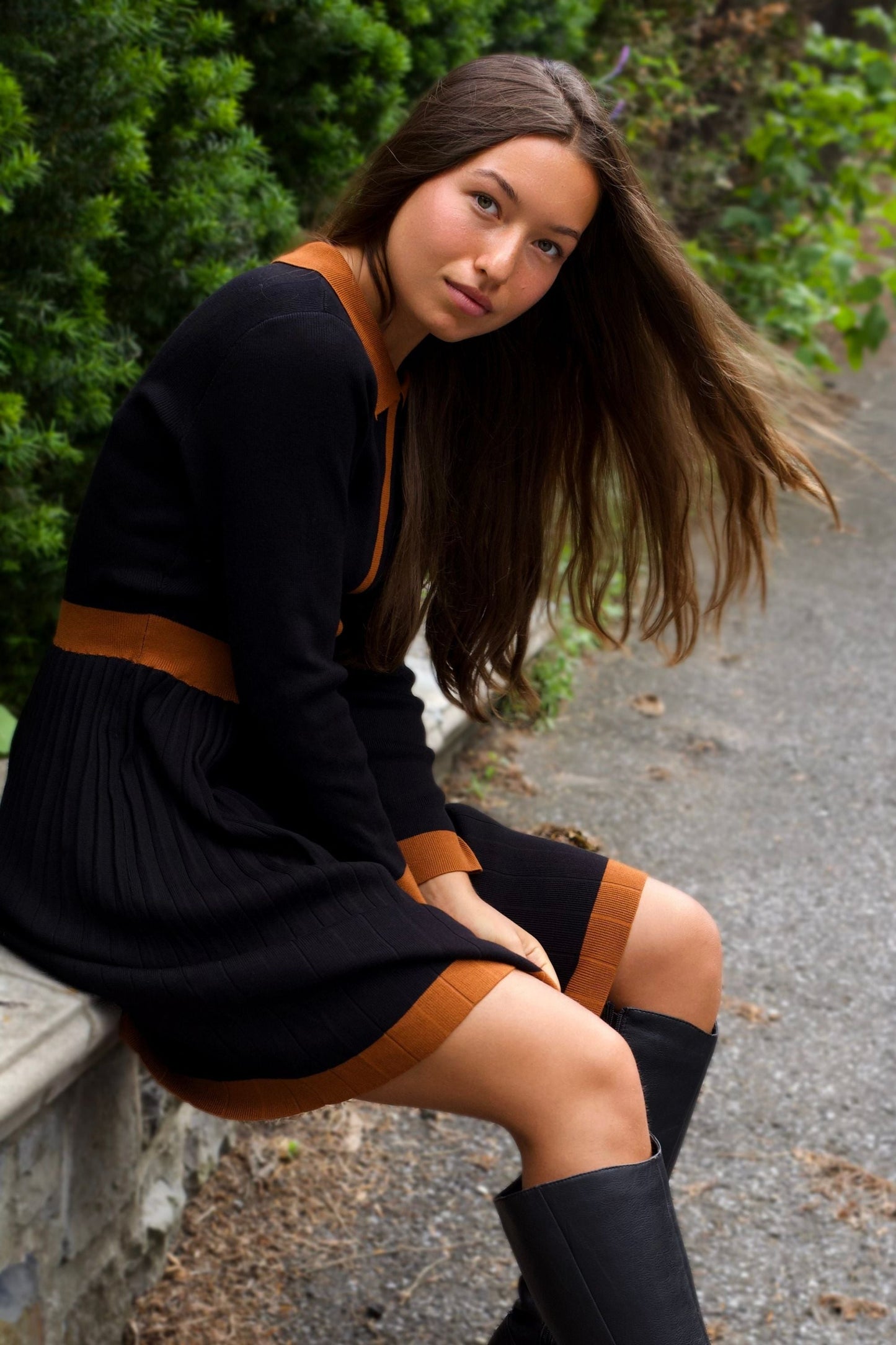 Clarissa Knit Dress with Contrast Trim