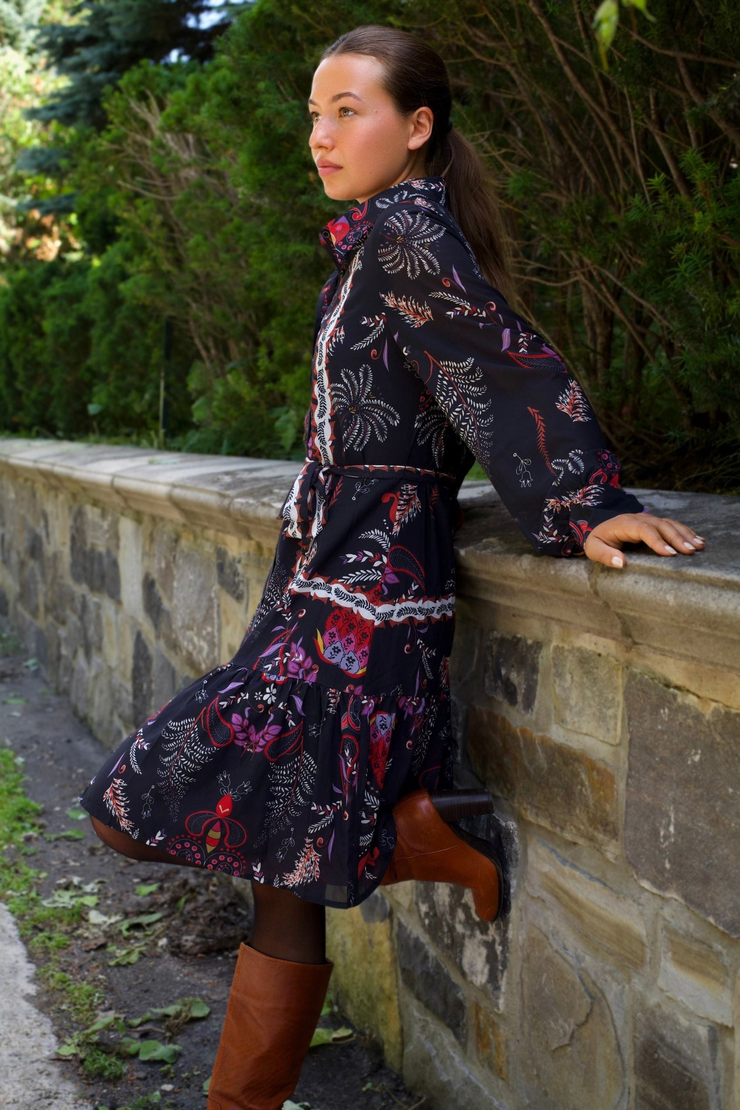 Etna Black Boho Shirt Dress