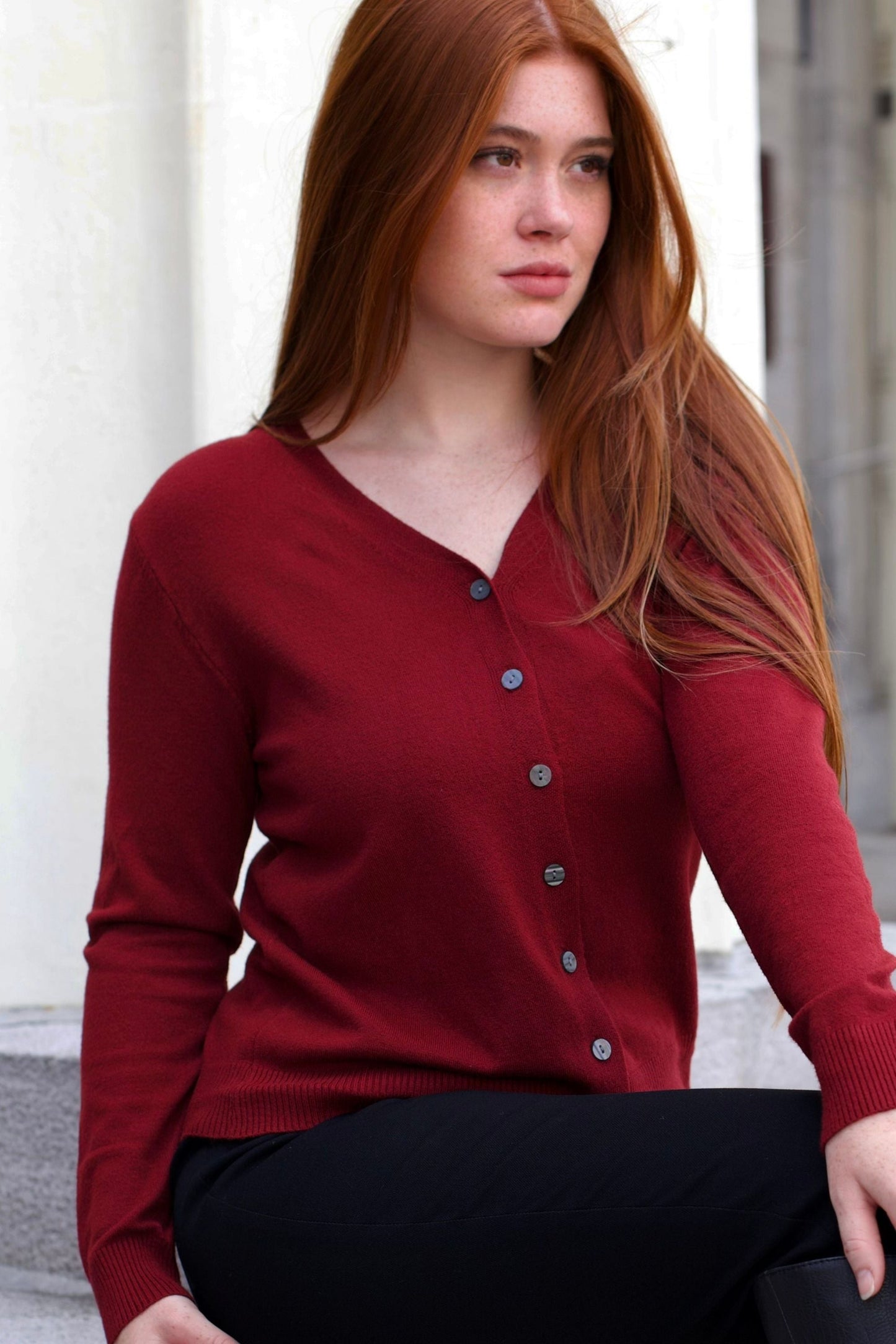 Collette Lightweight Solid Cardigan Button Front Long Sleeves