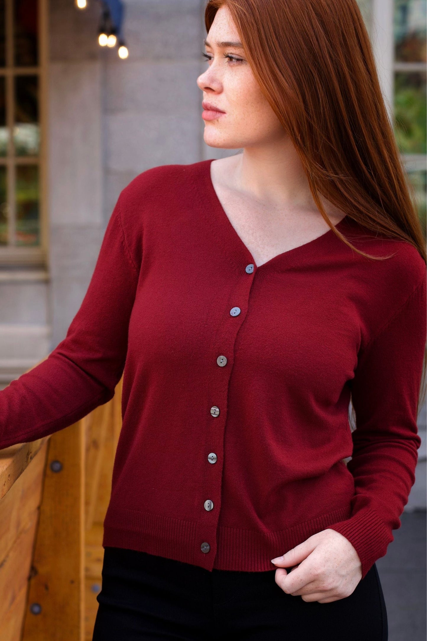 Collette Lightweight Solid Cardigan Button Front Long Sleeves