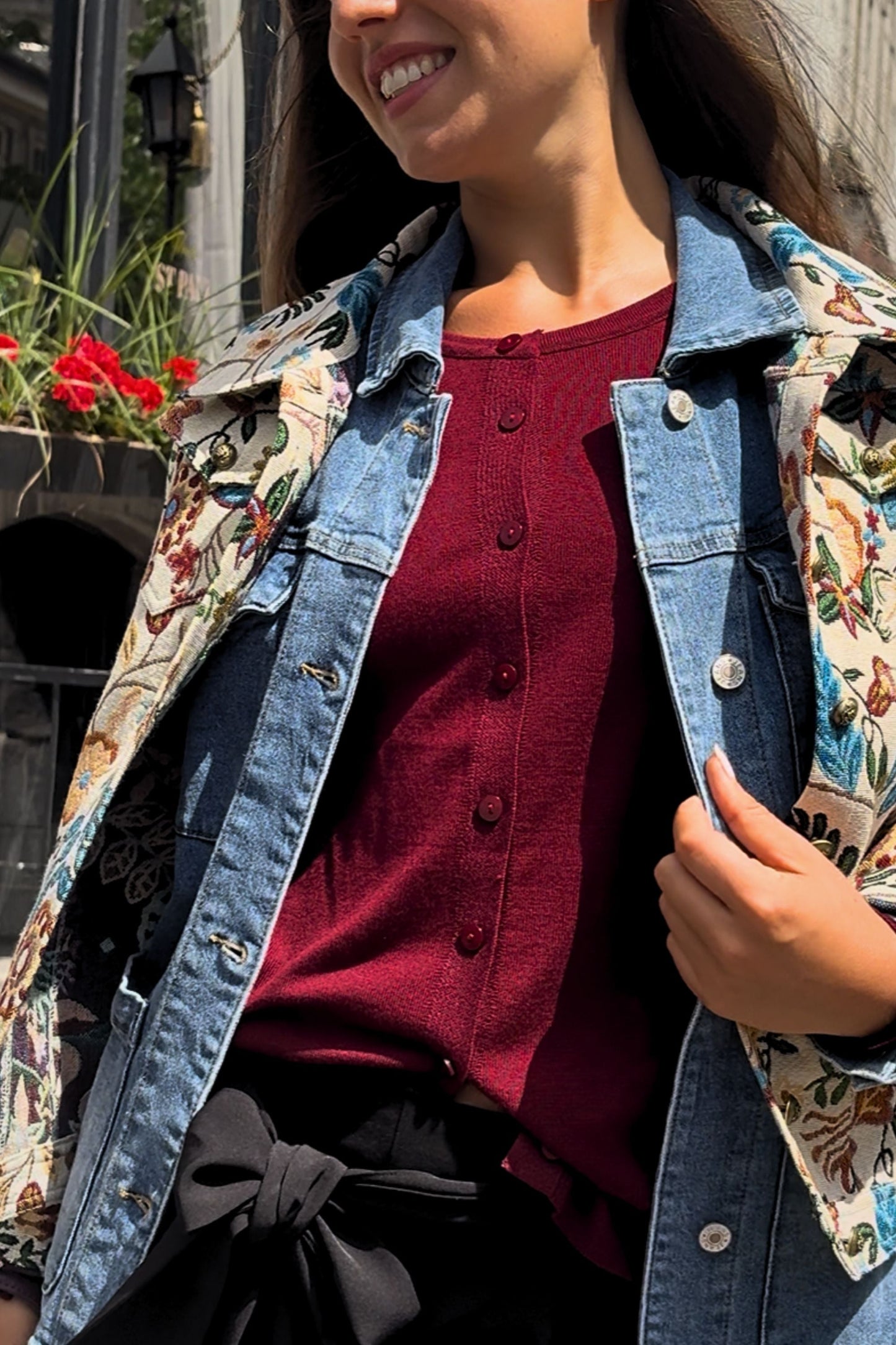 Elodie Women's Tapestry Floral Jacket Vintage-Inspired Embroidery