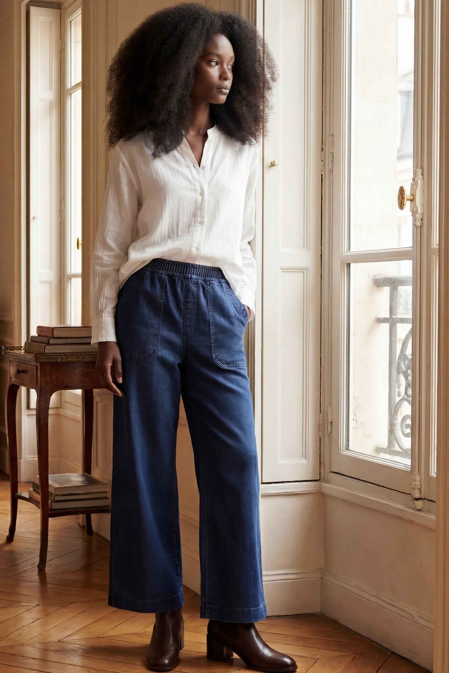 Marion Wide-Leg Denim Pants