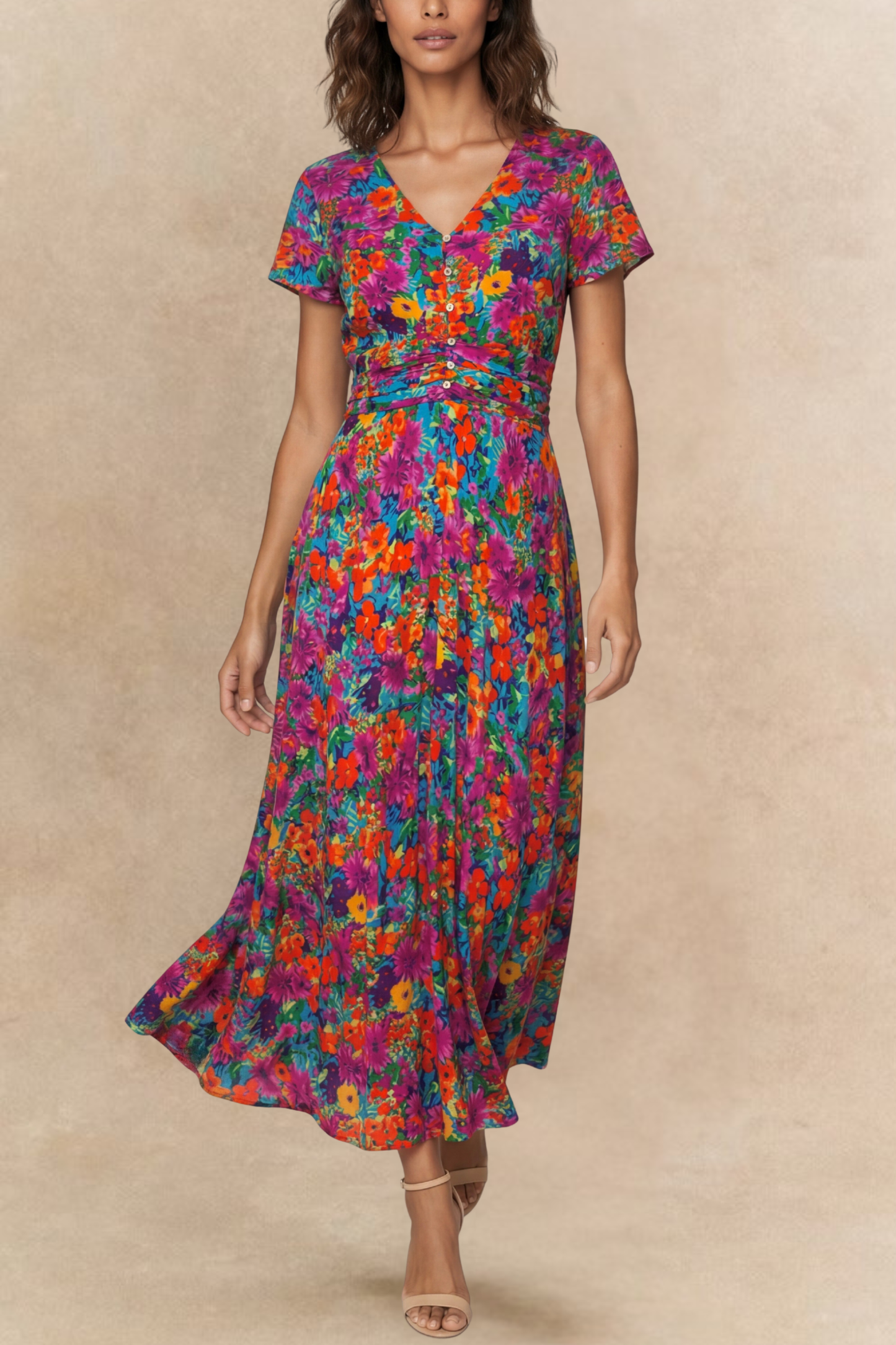 Arianna Floral Maxi Dress with Flutter Sleeves