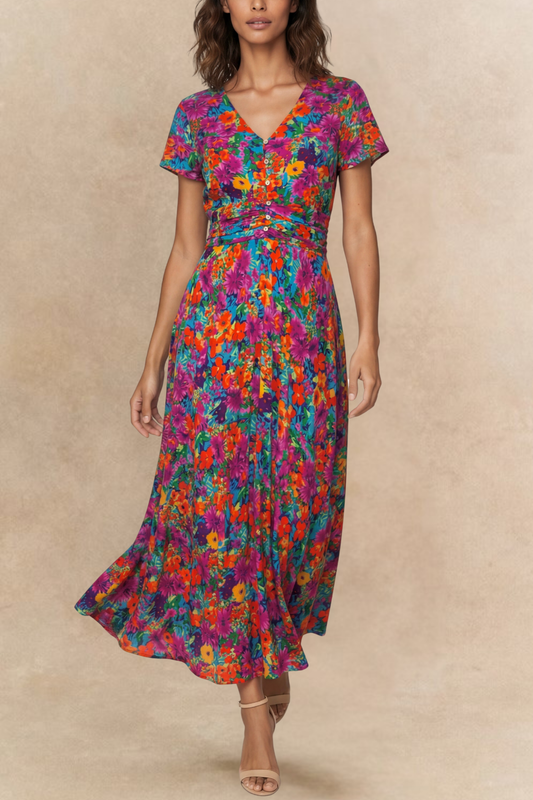 Arianna Floral Maxi Dress with Flutter Sleeves
