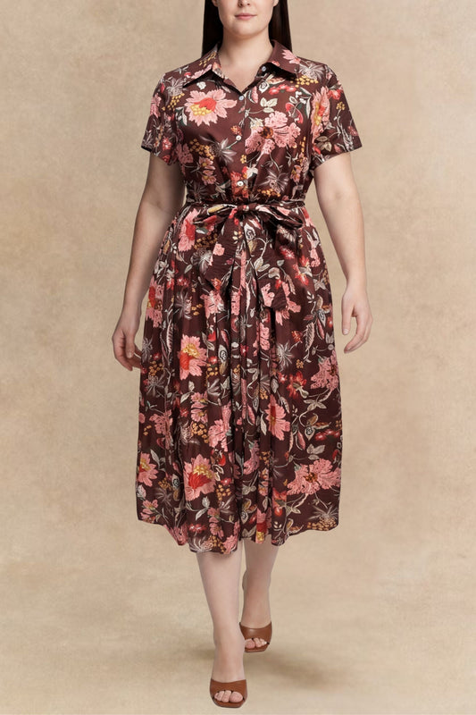 Augustine Midi Shirt Dress Floral Print