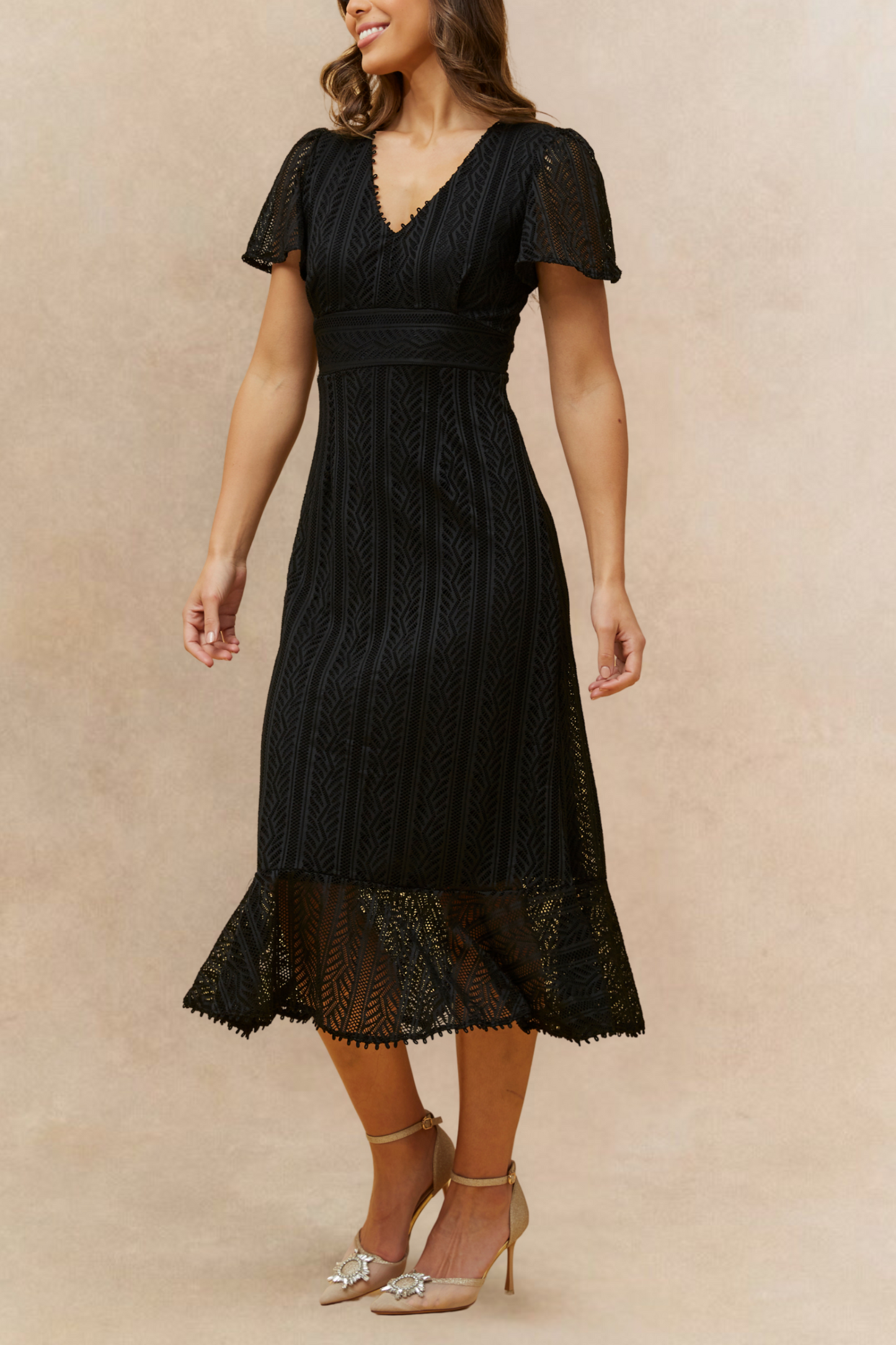 Bonnie Stretch Crochet Midi Dress