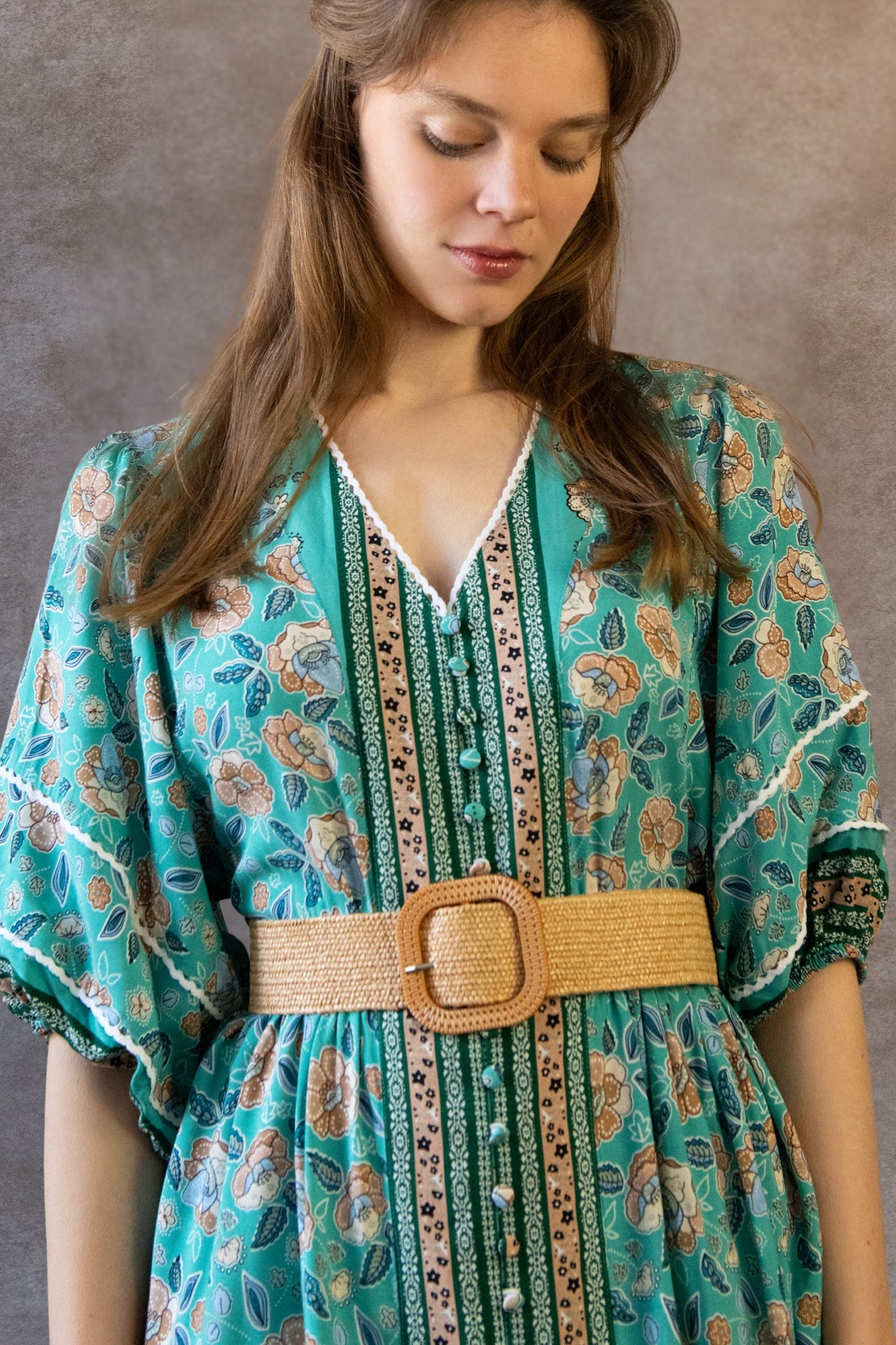 Brigitta Dress Short Relaxed Fit Short Floral Print & Bell Sleeves