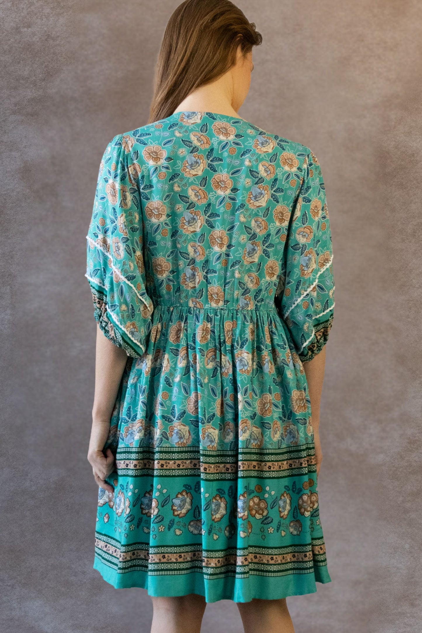Brigitta Dress Short Relaxed Fit Short Floral Print & Bell Sleeves