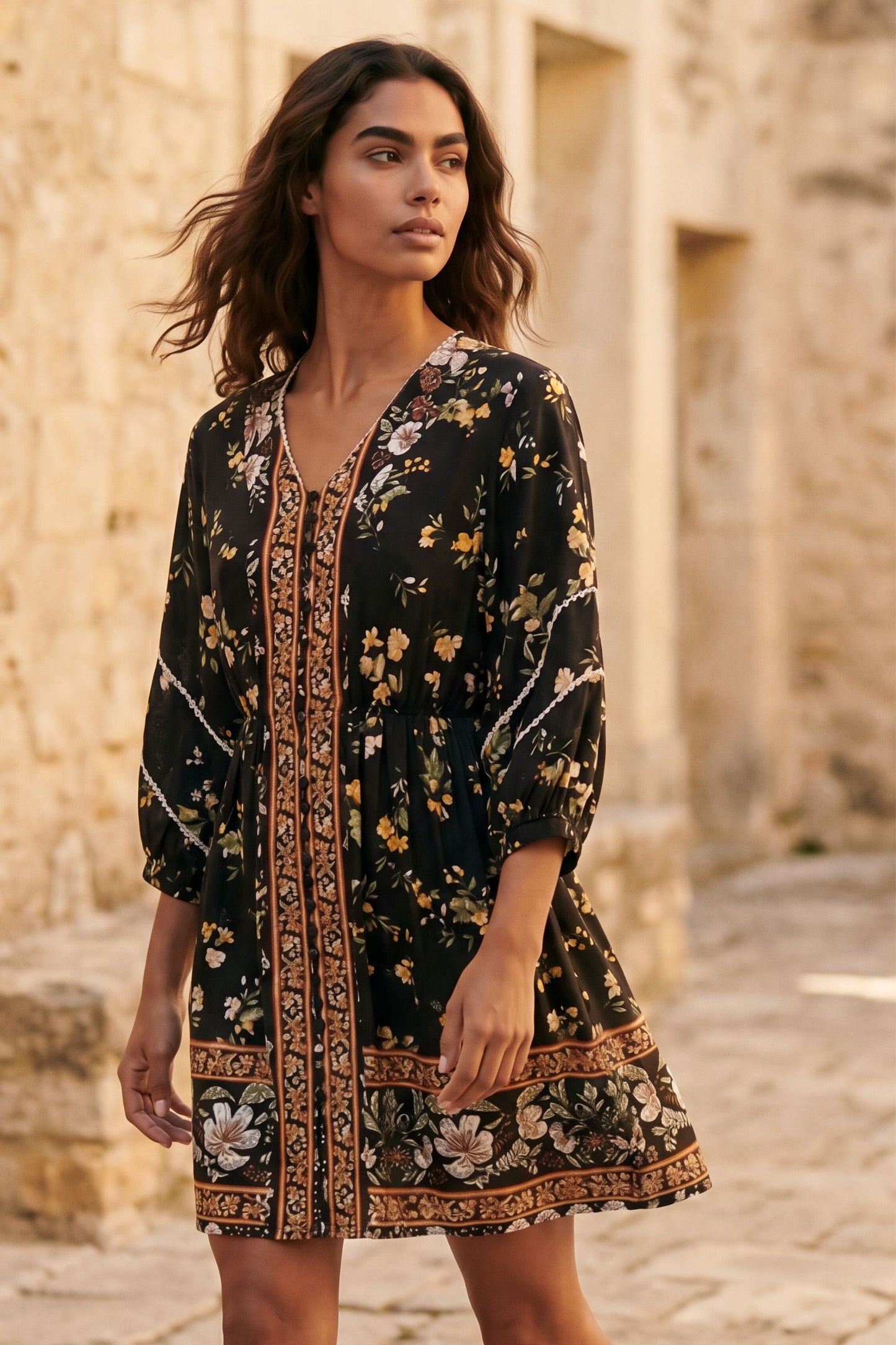 Brigitta Printed Boho Dress