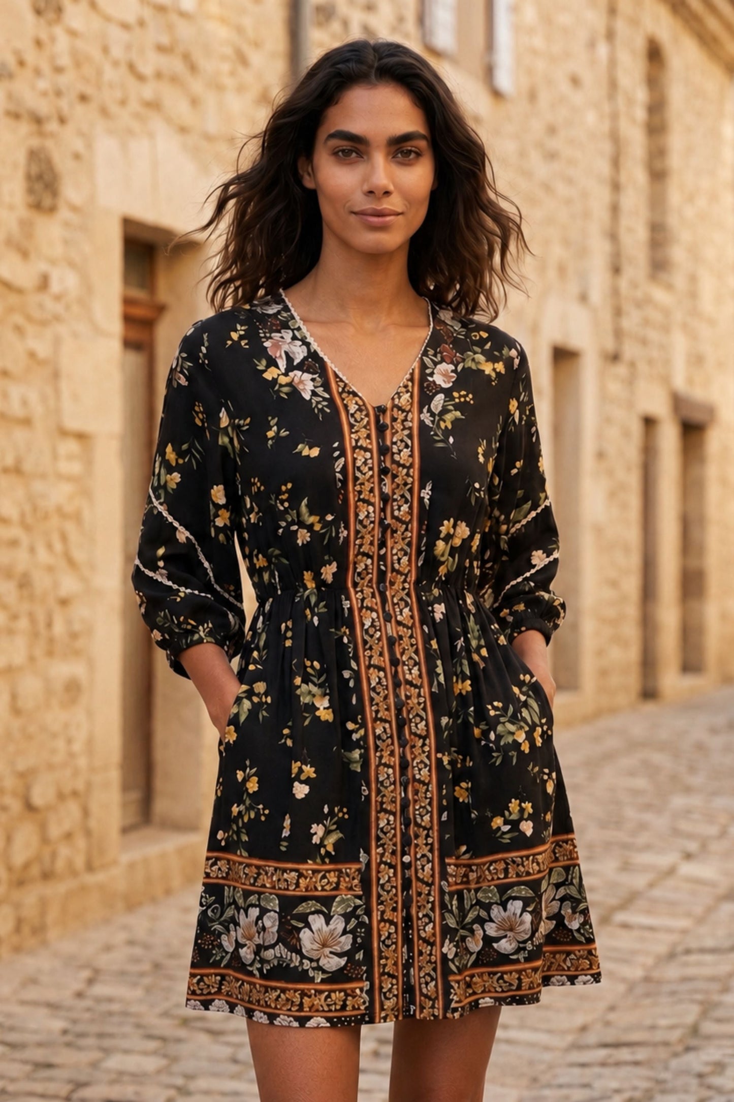 Brigitta Printed Boho Dress