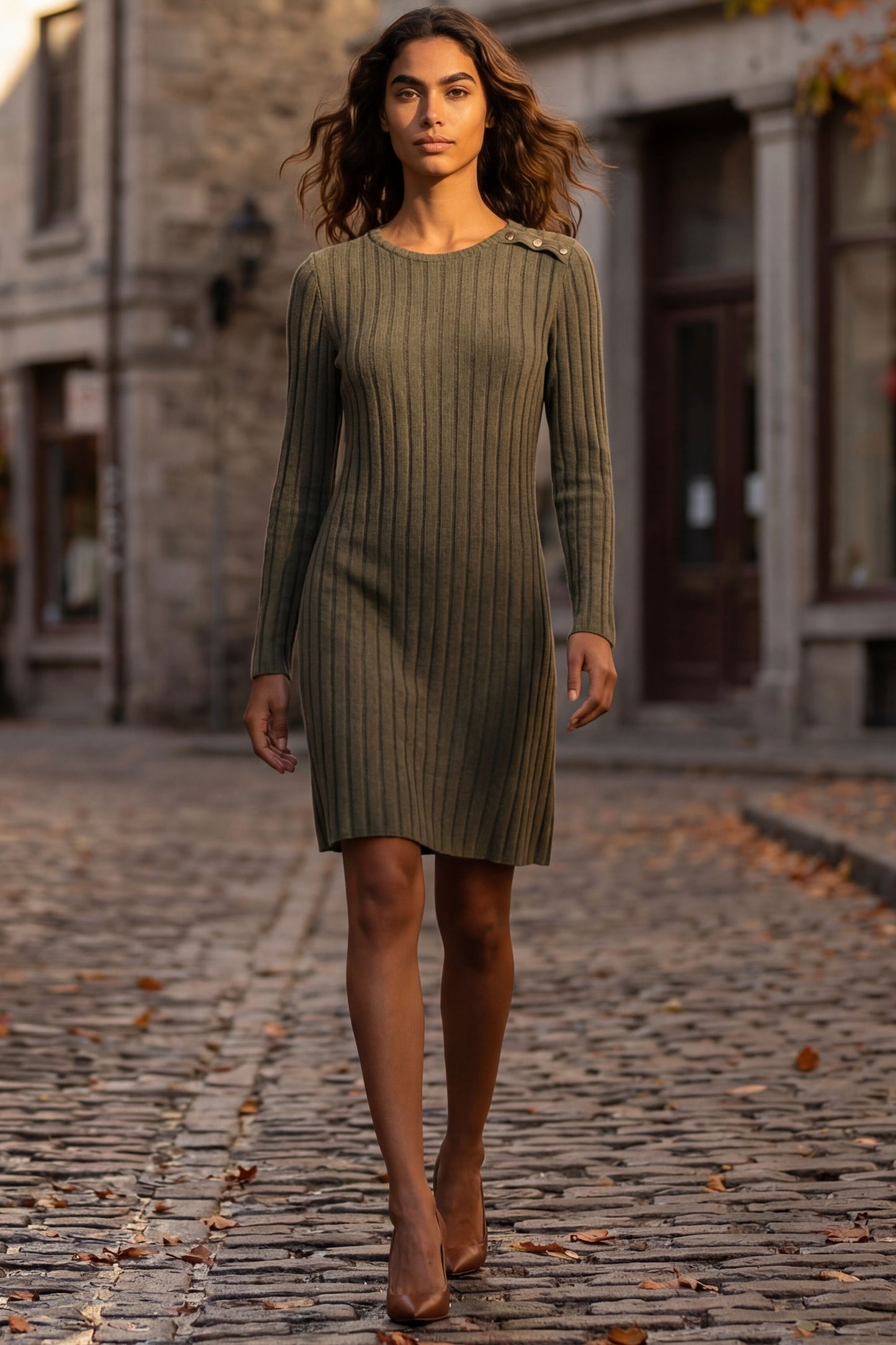 Camila Ribbed Knit A-Line Dress