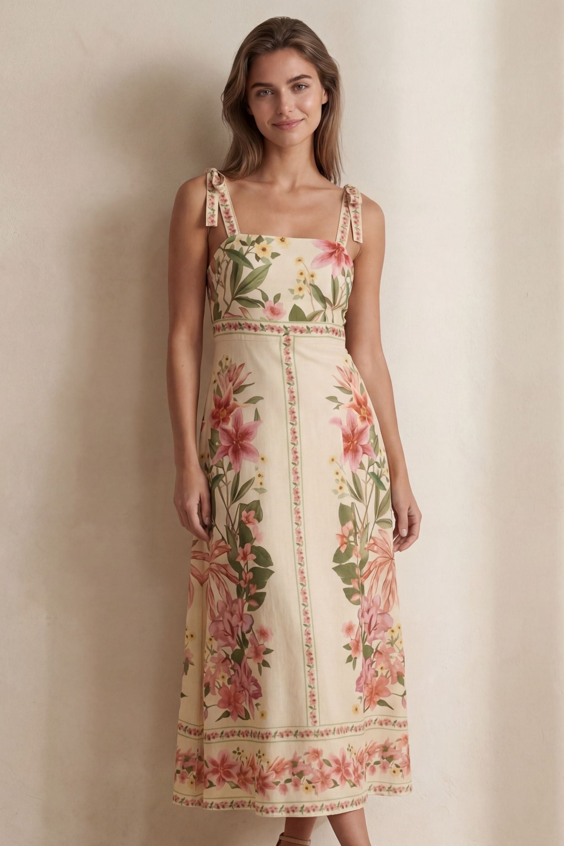 carmina maxi dress Lara Carmina Rose Solid Linen Slim Fit Maxi Dress With Side Slits And Belt by Perlavera