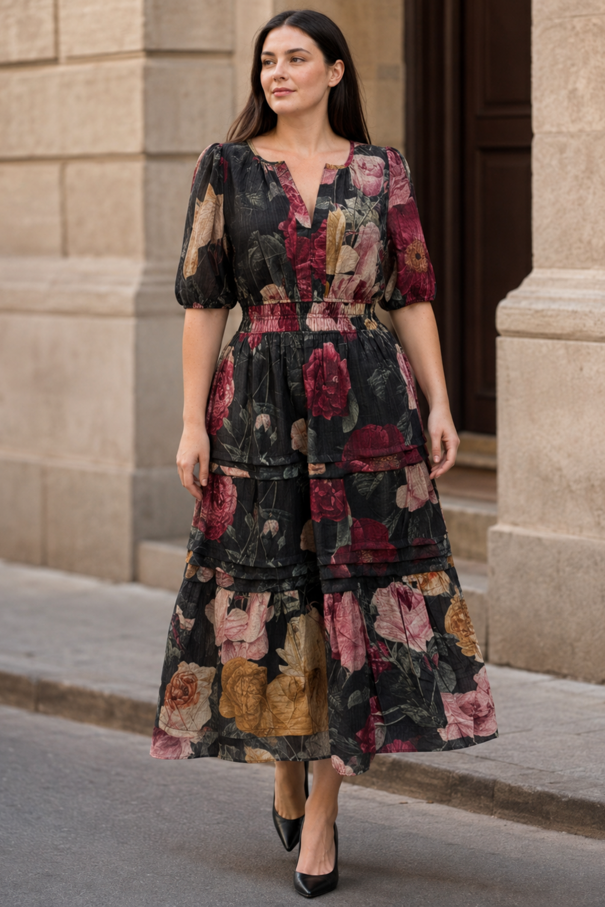 Catherine Robe Fleurie Smockée