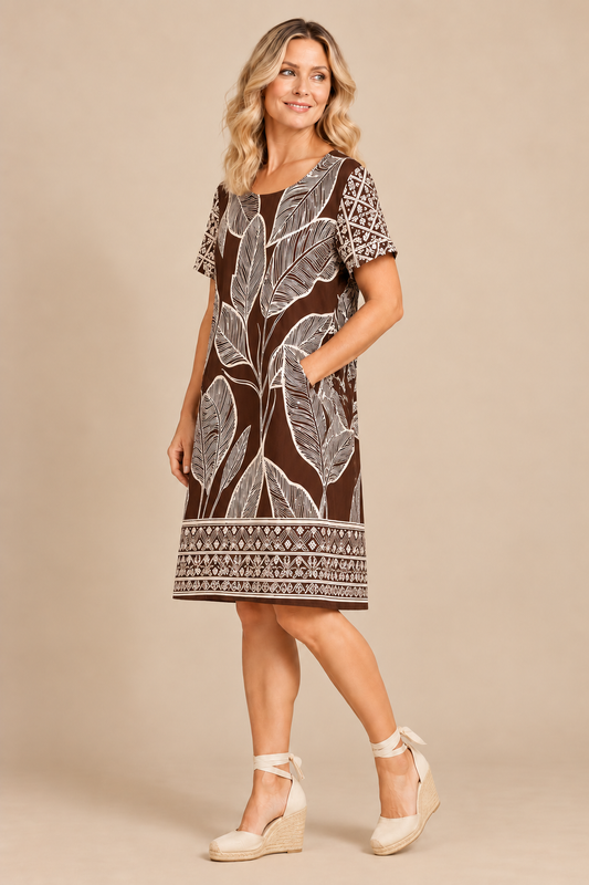 Marianne | Loose Styled Border Print Dress