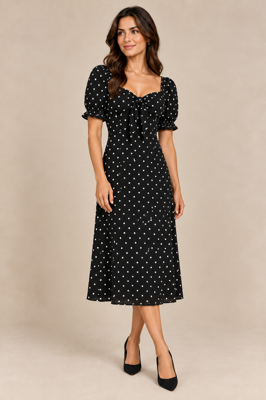 Pippa | Robe à pois à encolure cœur