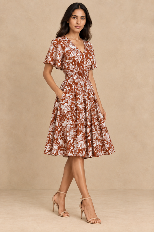 Orlane | Floral Smocked Waist Printed Dress