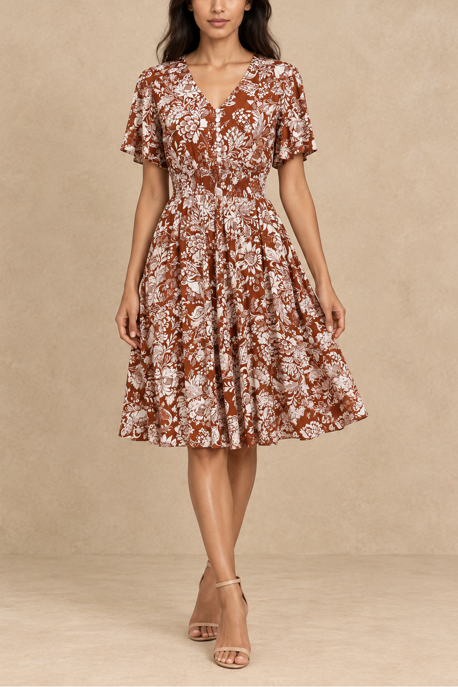 Orlane | Floral Smocked Waist Printed Dress
