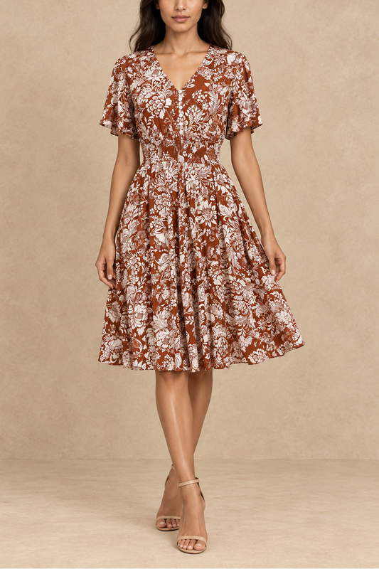 Orlane | Floral Smocked Waist Printed Dress
