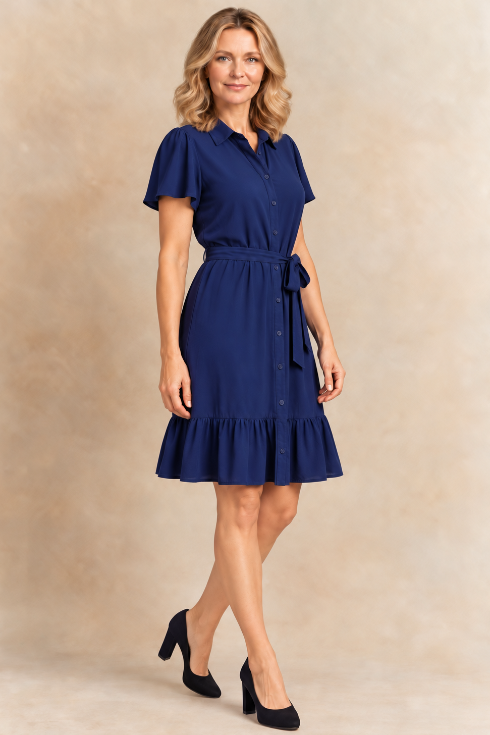 Charlotte | Tie-Waist Button-Front Shirt Dress