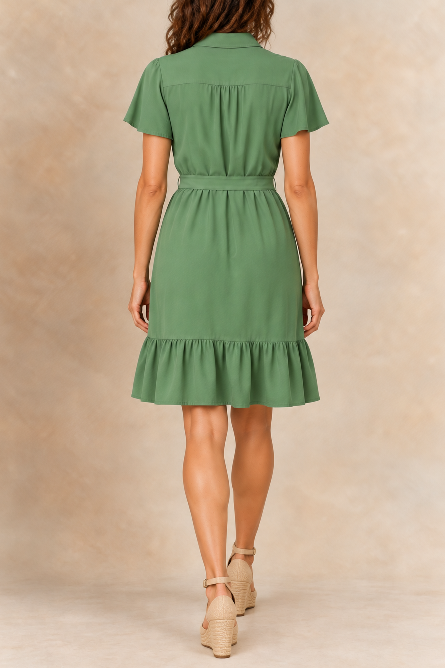 Charlotte | Tie-Waist Button-Front Shirt Dress