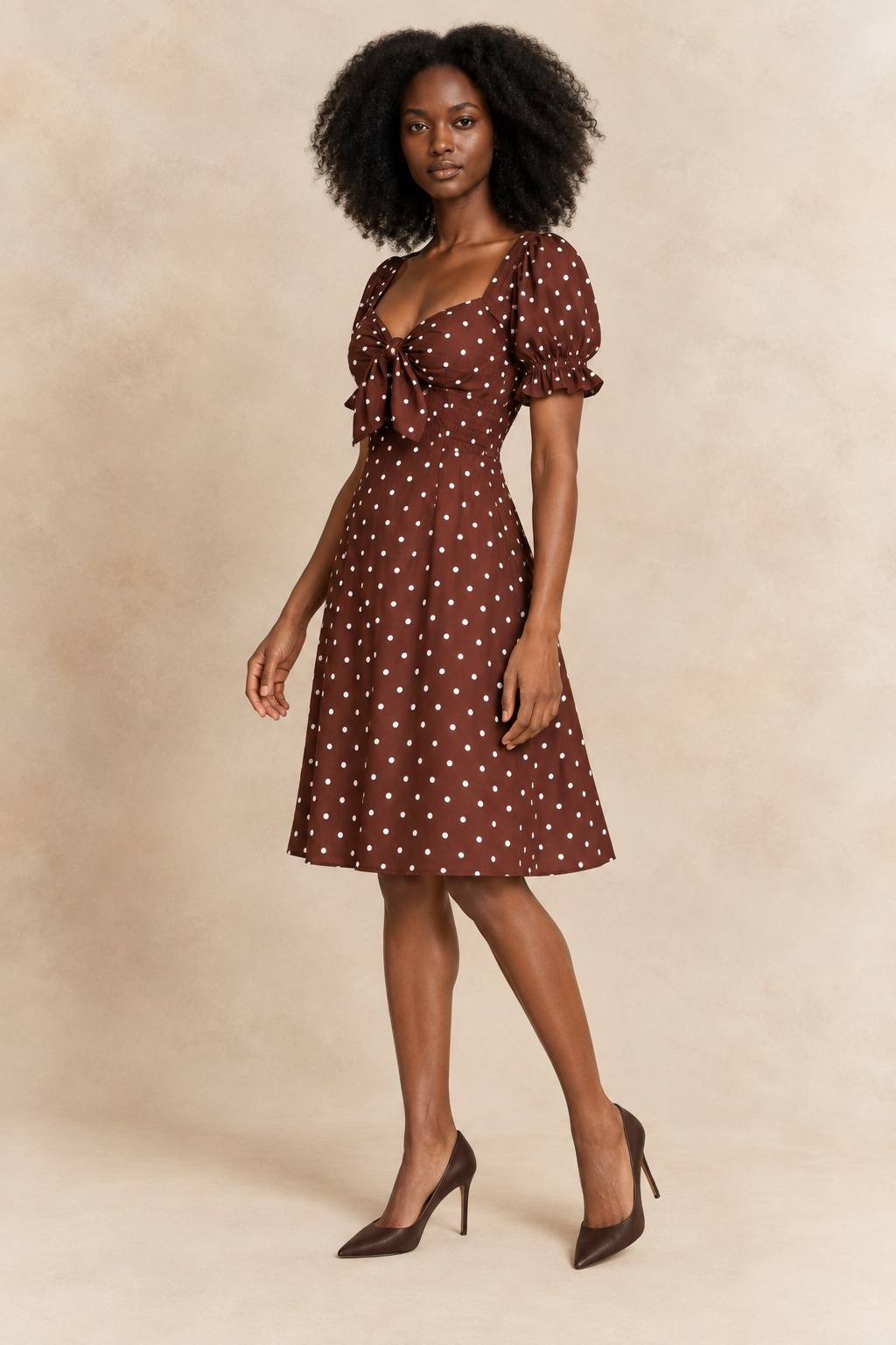 Pippa  |  Polka Dot Dress Sweetheart Neckline